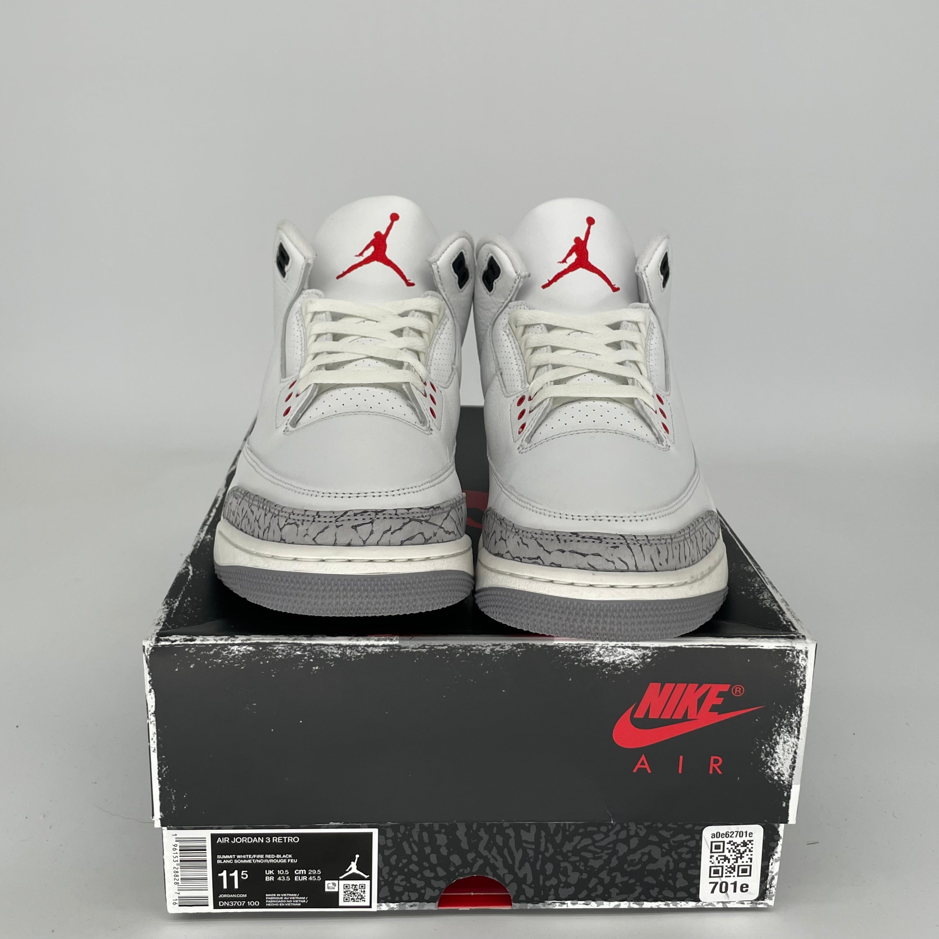 Original Air Jordan 3 White Cement Reimagined - Men's Size 11.5 Basketball Shoes (DN3707-100) - Authentic Retro Sneakers for Sports & Streetwear Fashion
