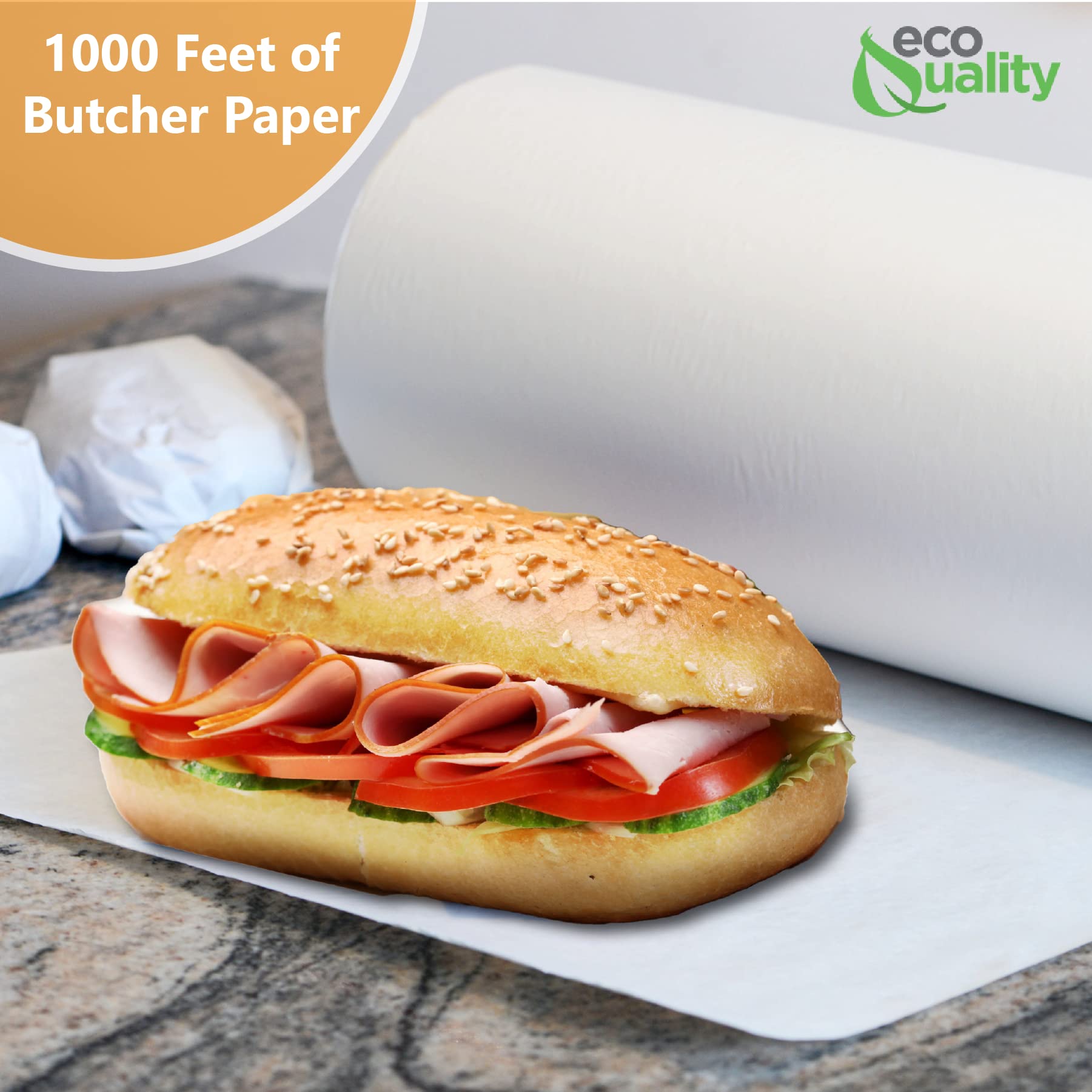 EcoQuality Uncoated Unwaxed Butcher Paper Roll 15