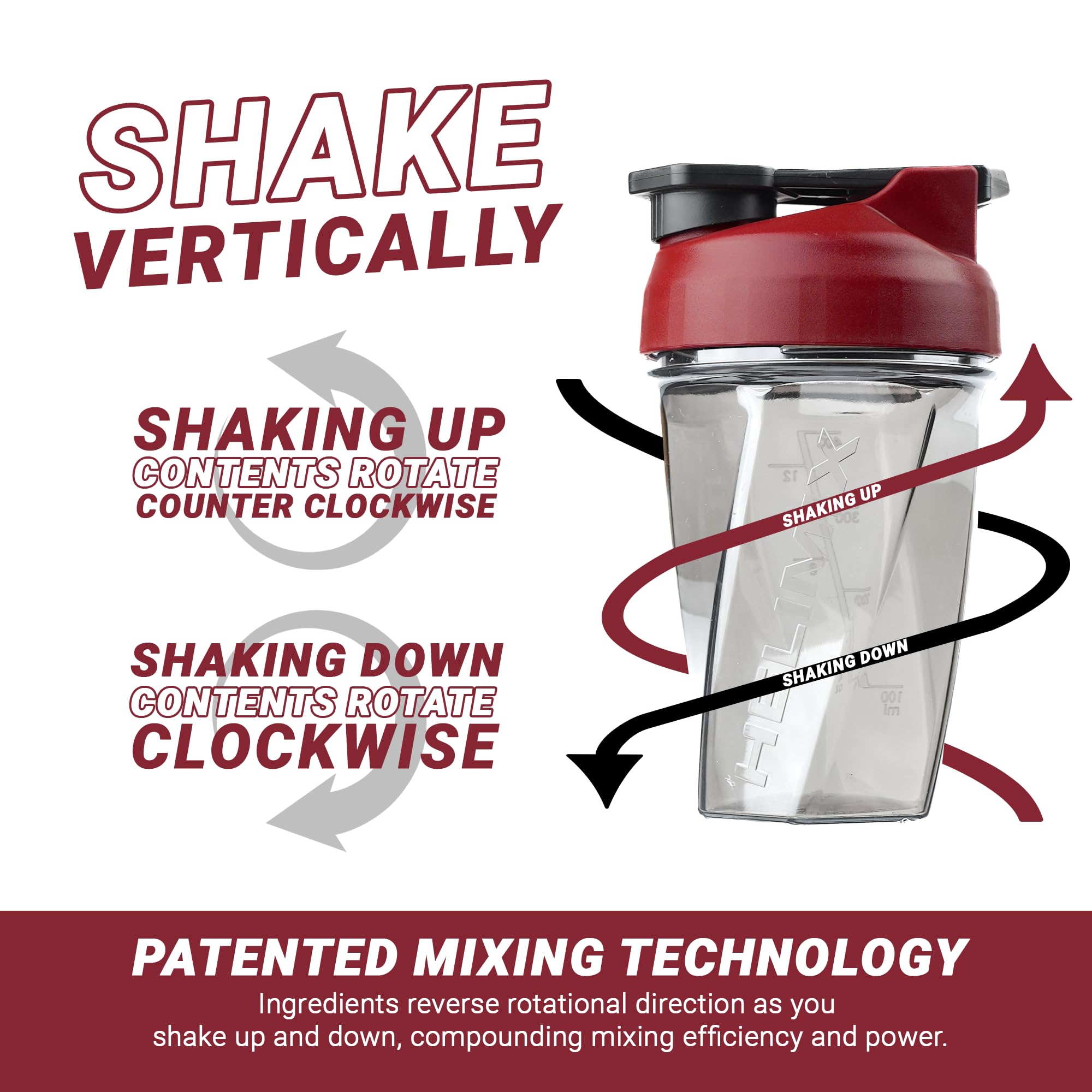 HELIMIX 1.5 Vortex Blender Shaker Bottle - 20oz BPA-Free Protein Mixer for Gym & Travel | No Blending Ball Needed | USA Made | Perfect for Protein Shakes, Smoothies & Cocktails | Dishwasher Safe (Top Rack) | Ideal for Pre-Workout, Post-Workout & On-The-Go Nutrition