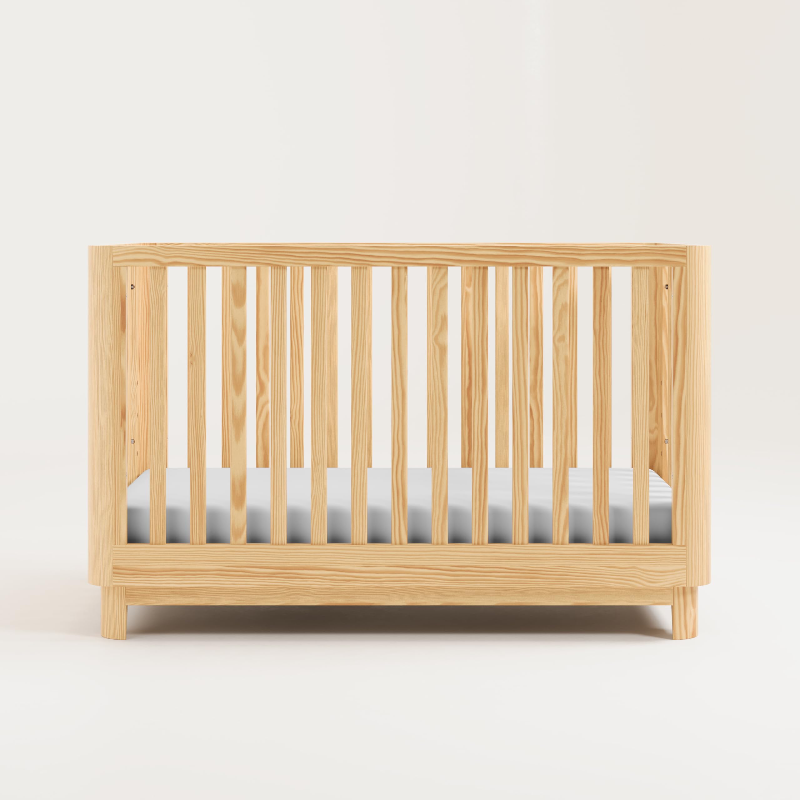 Storkcraft Santos 3-in-1 Convertible Crib in Natural - GREENGUARD Gold Certified, Converts to Toddler Bed & Daybed, Fits Standard Full-Size Crib Mattress, Modern Nursery Furniture with Rounded Posts - Perfect for Baby's First Bedroom & Growing Toddlers