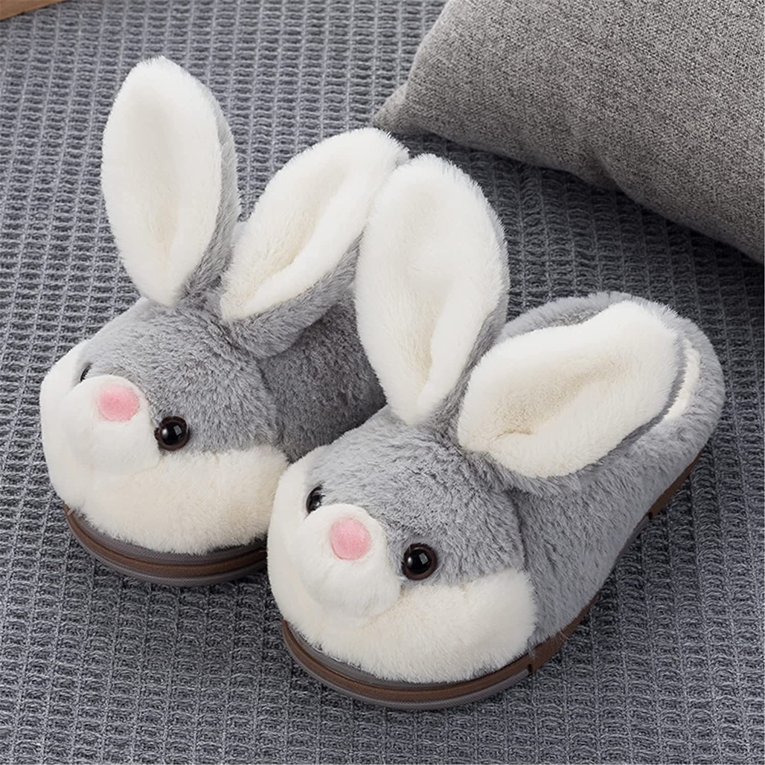 Cozy Fuzzy Bunny Slippers for Women & Girls - Warm Plush Animal House Shoes for Winter - Soft Pink Indoor/Outdoor Slippers - Perfect for Home, Lounge & Gift Giving
