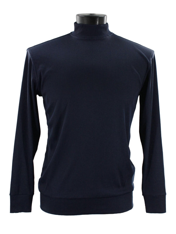 Bassiri Women's Long Sleeve High Neck Navy Blue T-Shirt 632 - Comfortable Casual Top for Work, Travel & Everyday Wear