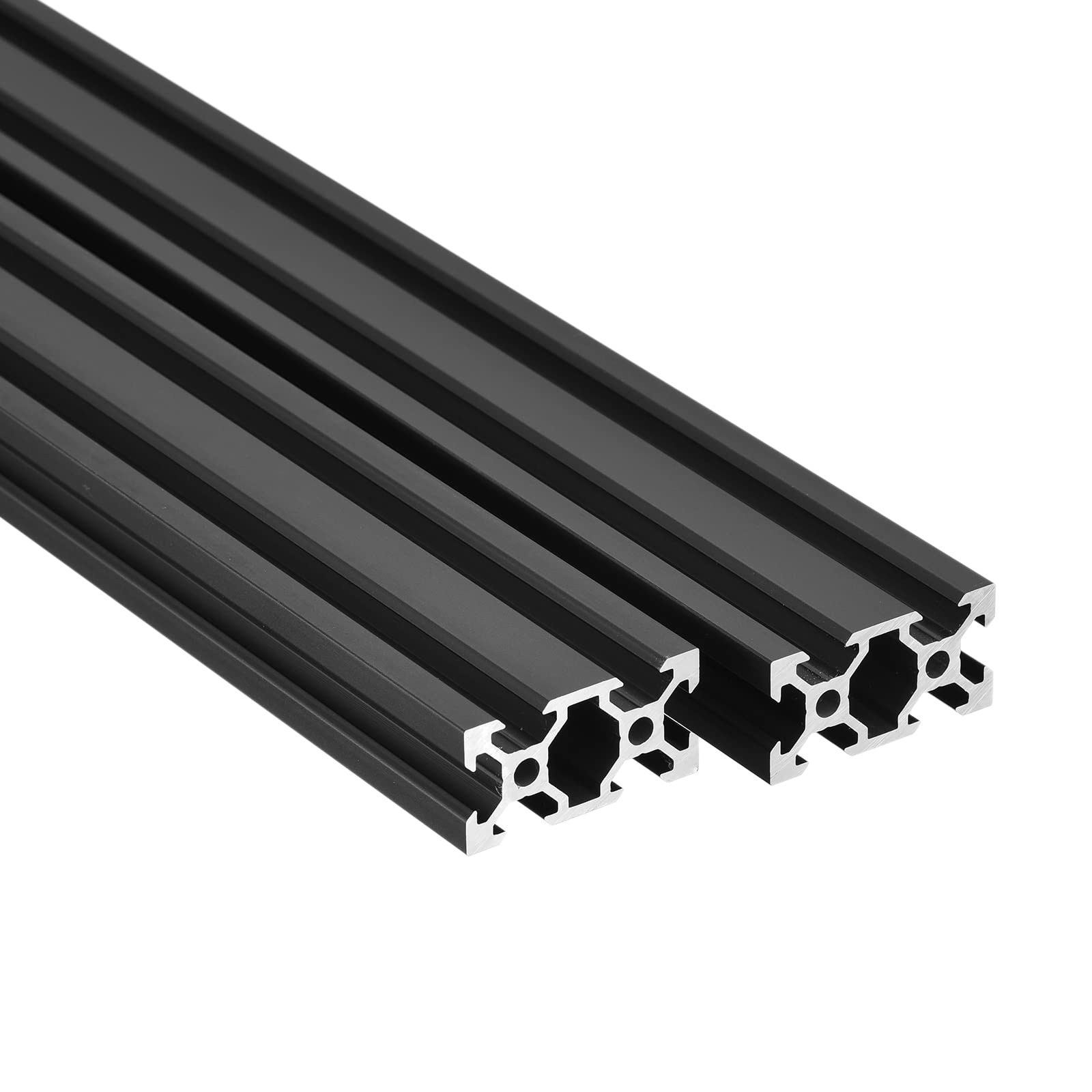 MECCANIXITY 2 Pack V-Slot 2040 Aluminum Extrusion Rails - 500mm (19 Inch) Anodized Black - European Standard for CNC, 3D Printer, DIY Projects & Industrial Use - Perfect for Linear Motion Systems and Machine Framing