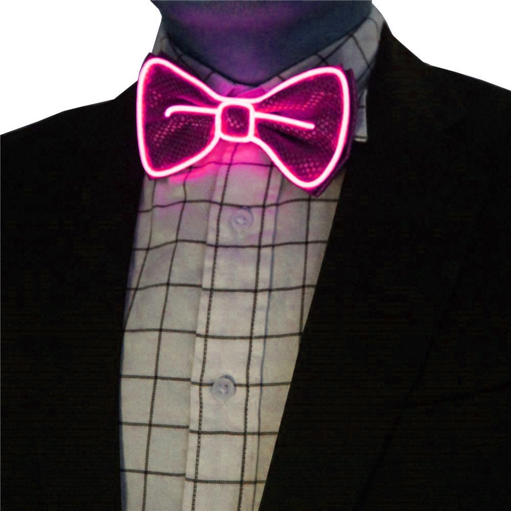 LED Light Up Bow Tie - Adjustable Glowing Novelty Bow Tie for Men & Women - Perfect for Parties, Raves, Halloween, Cosplay & Night Events