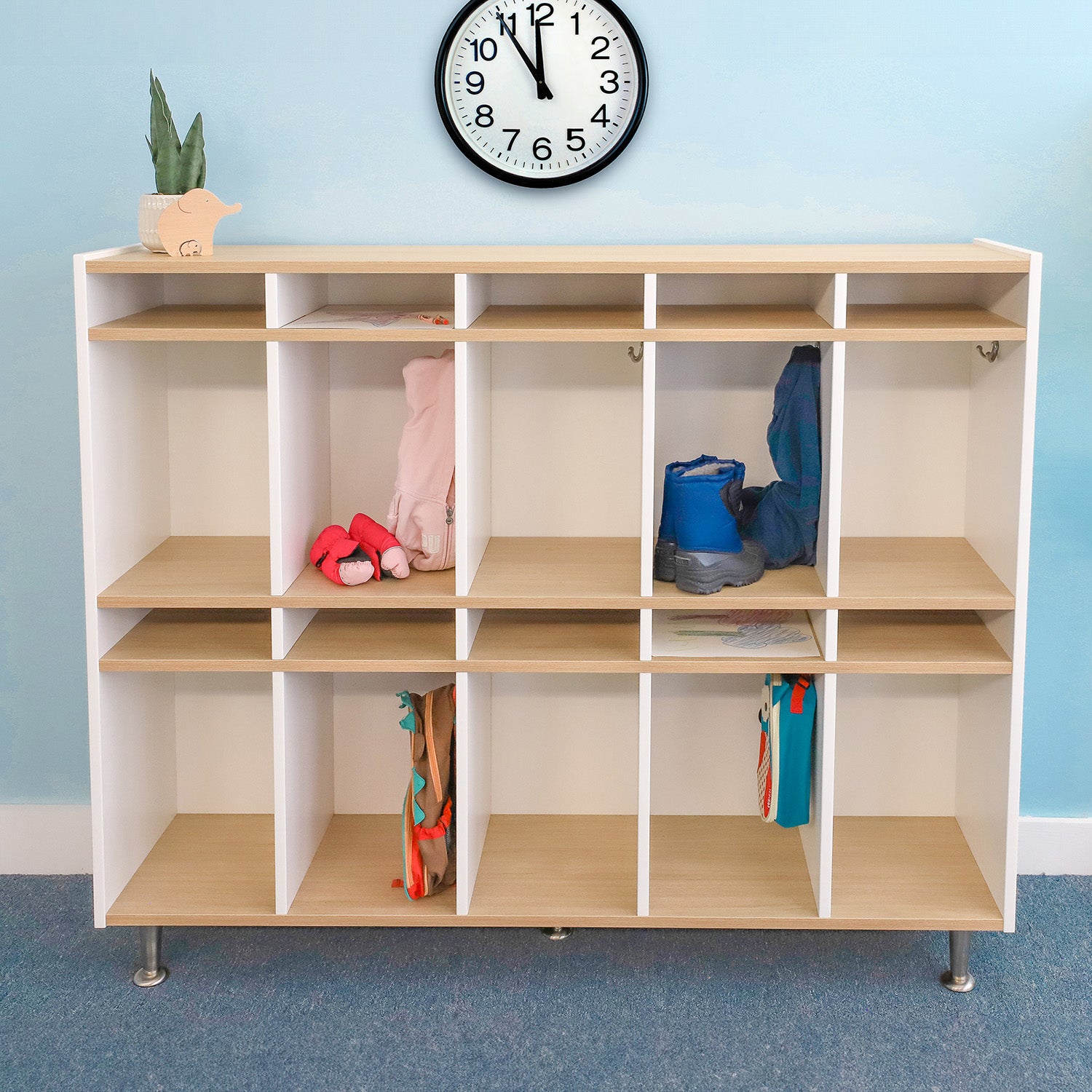 Elevated™ 10-Section Coat Locker WB1996 - Heavy Duty Wall Mounted Organizer for Jackets, Hats & Accessories - Perfect for Schools, Gyms & Mudrooms