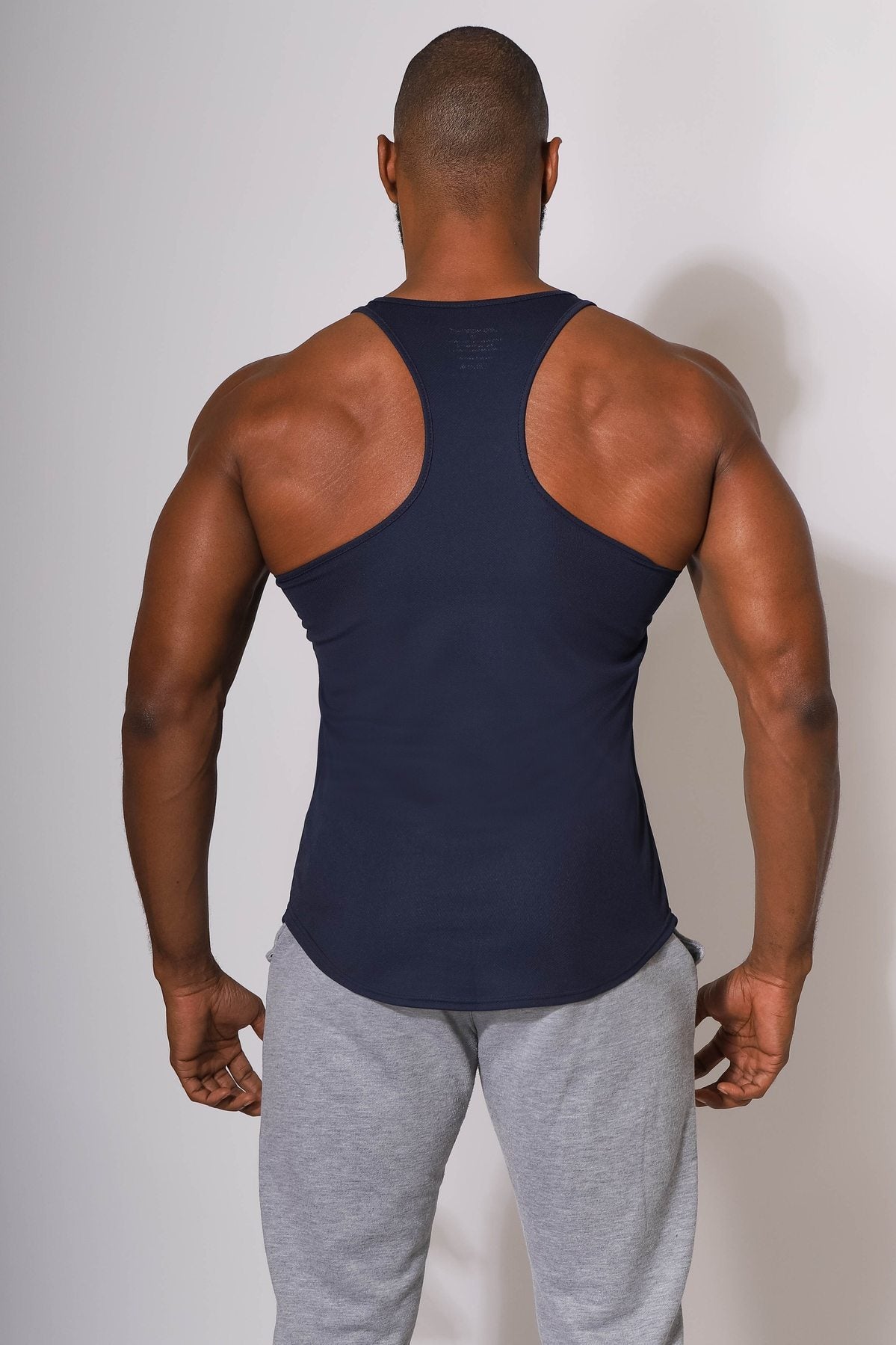 Jed North Men's Microfiber Dri-Fit Workout Tank Top - Navy Blue - Moisture Wicking Athletic Shirt for Gym, Running & Training