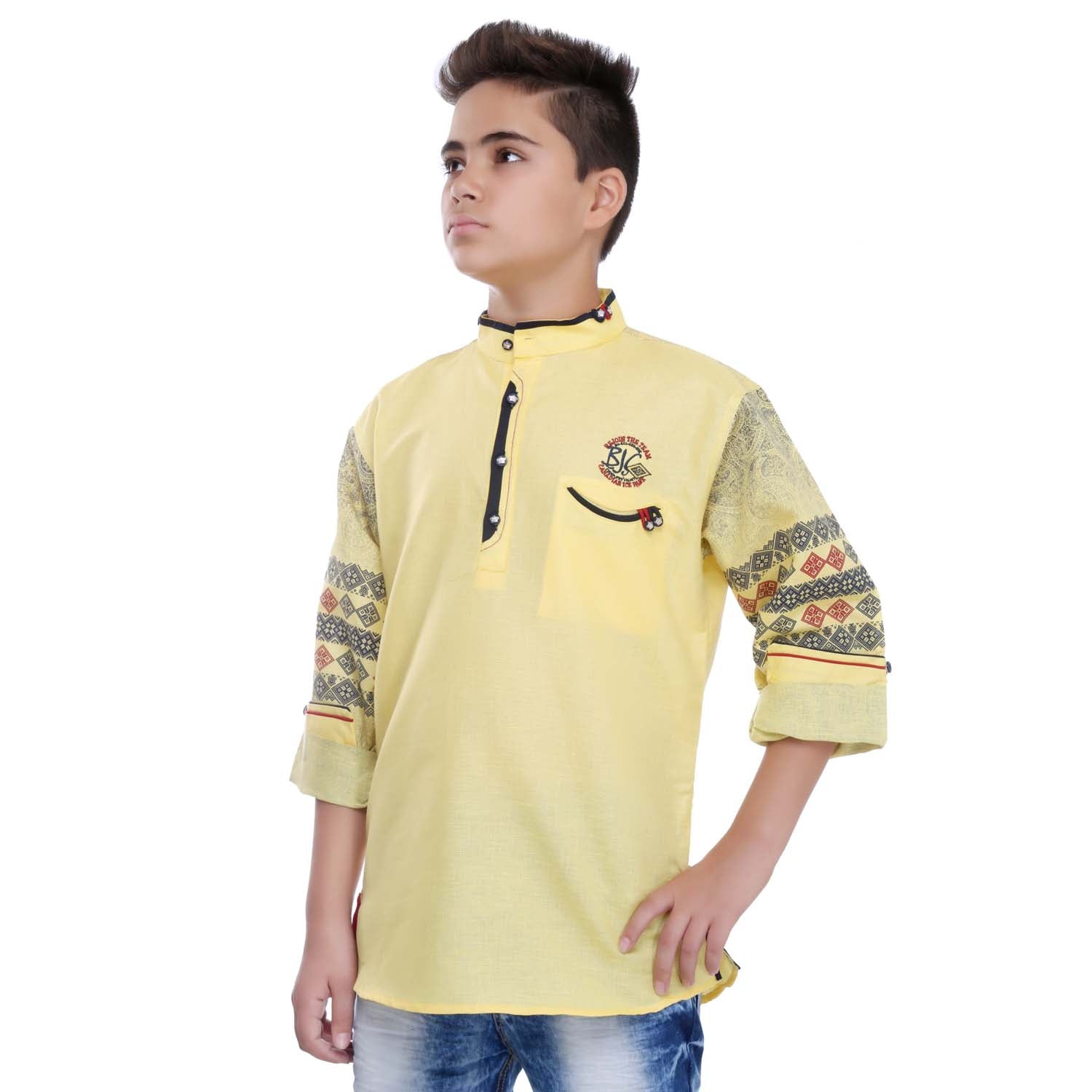 Stylish Traditional Print Sleeves Kurta for Men | Premium Cotton Ethnic Wear by Bad Boys | Perfect for Festivals, Weddings & Casual Outings