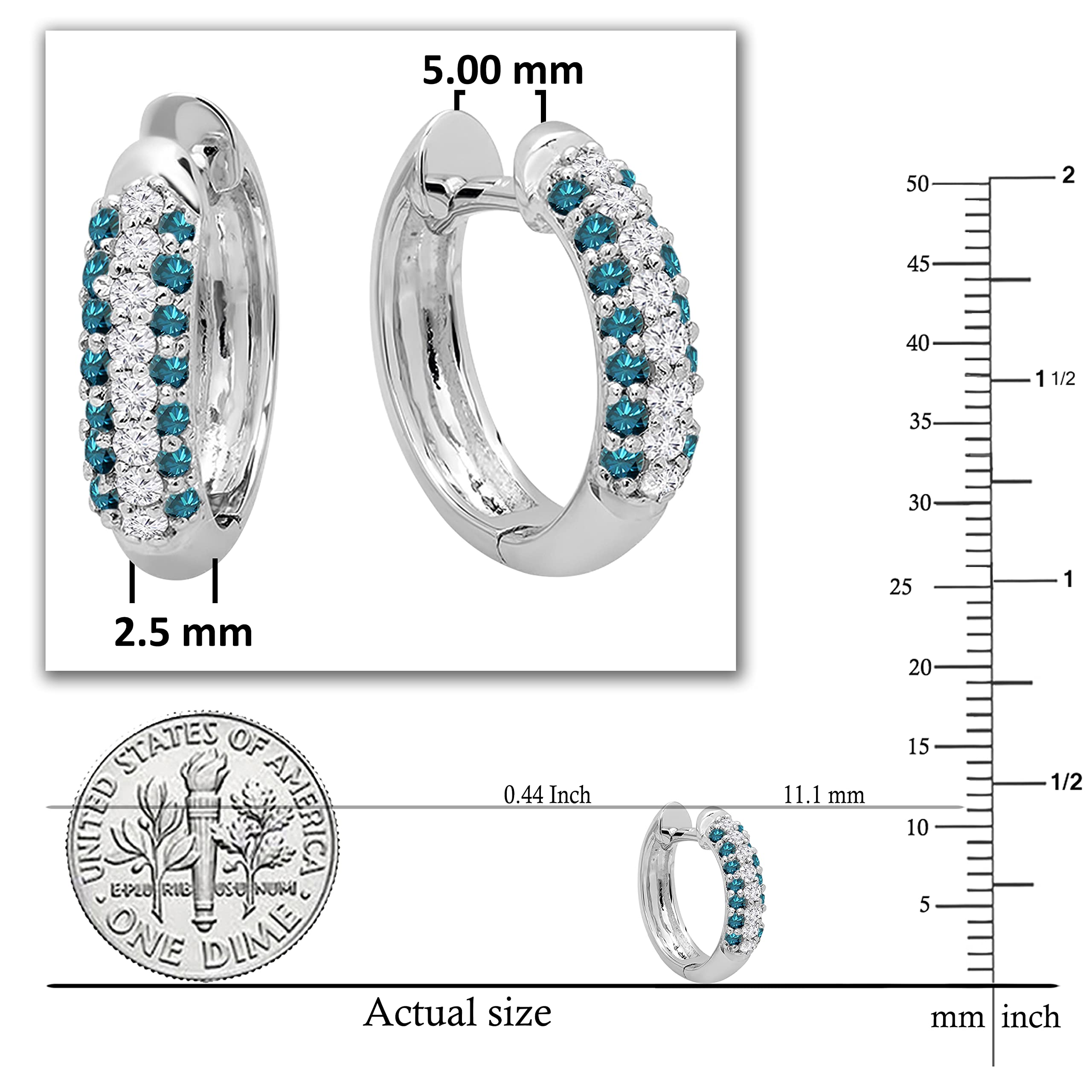 Dazzlingrock Collection 10K Solid White Gold Pave Huggie Hoop Earrings for Women - Perfect for Everyday Wear, Parties & Special Occasions