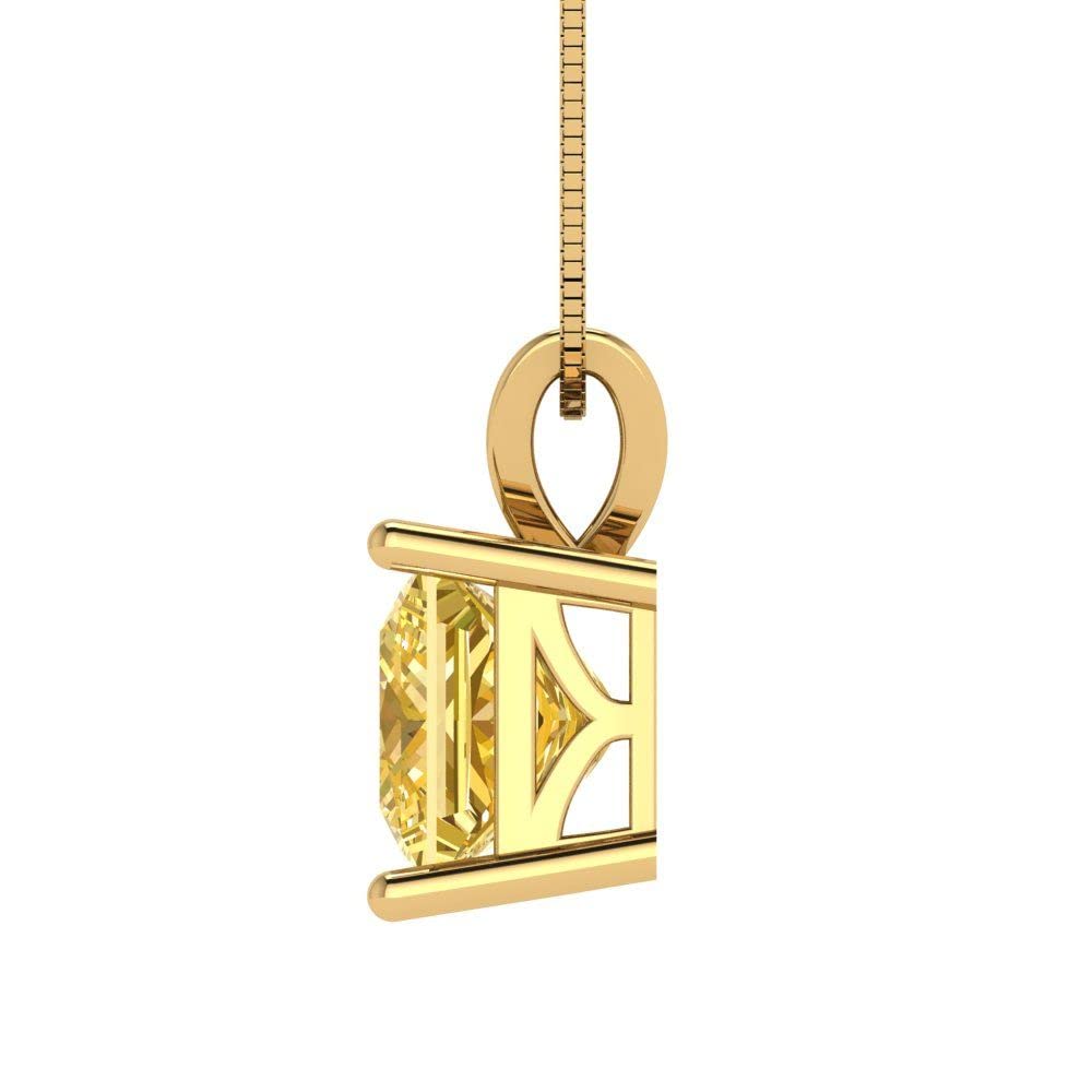 2.50ct Princess Cut Yellow Simulated Diamond Pendant Necklace - 18K Gold for Elegant Occasions