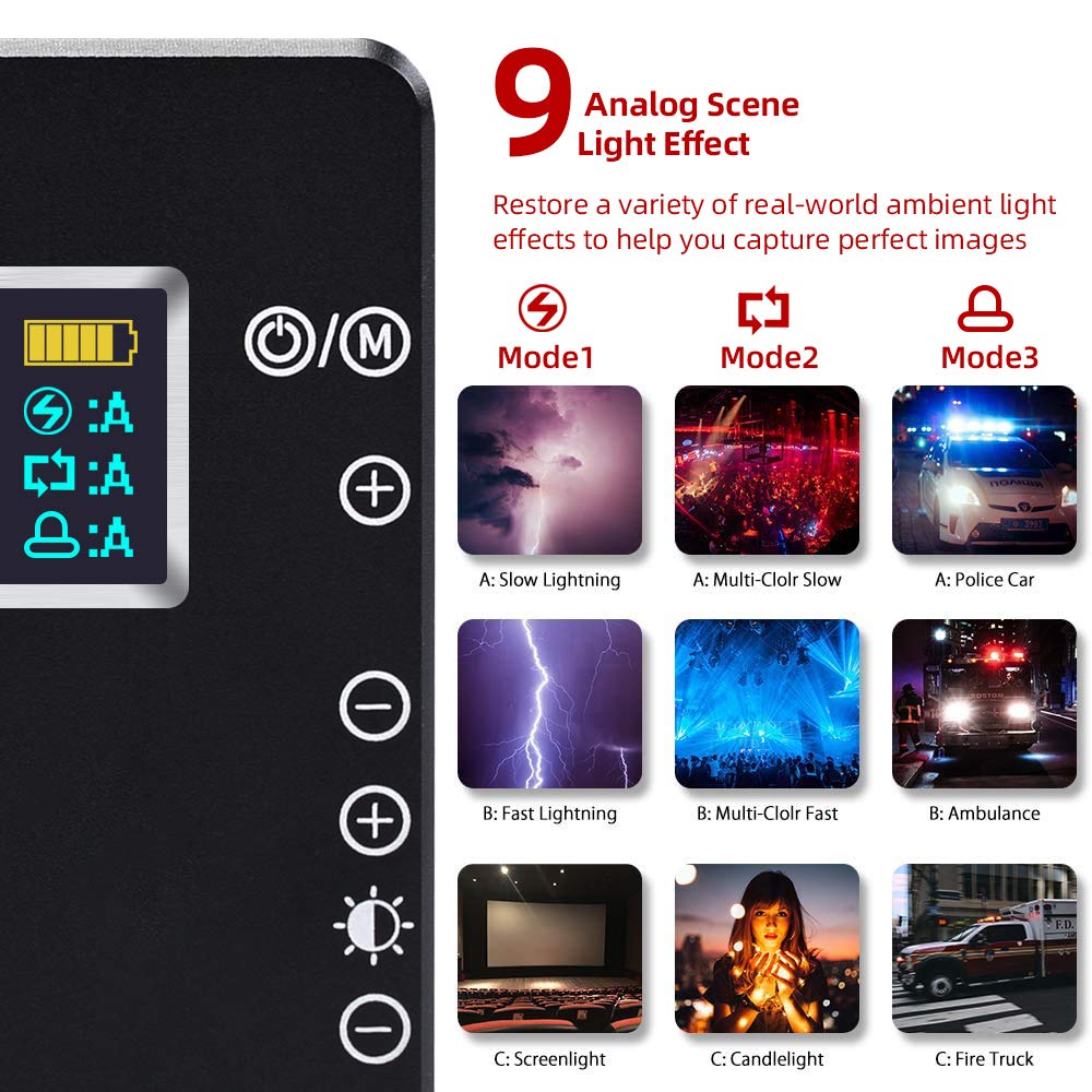 Rechargeable RGB LED Video Light - 3200K-7500K Full Color Dimmable Panel Lamp with 4040mAh Battery & USB-C Port | Portable Photography Light for YouTube, TikTok, Video Conference, Live Streaming & Content Creation