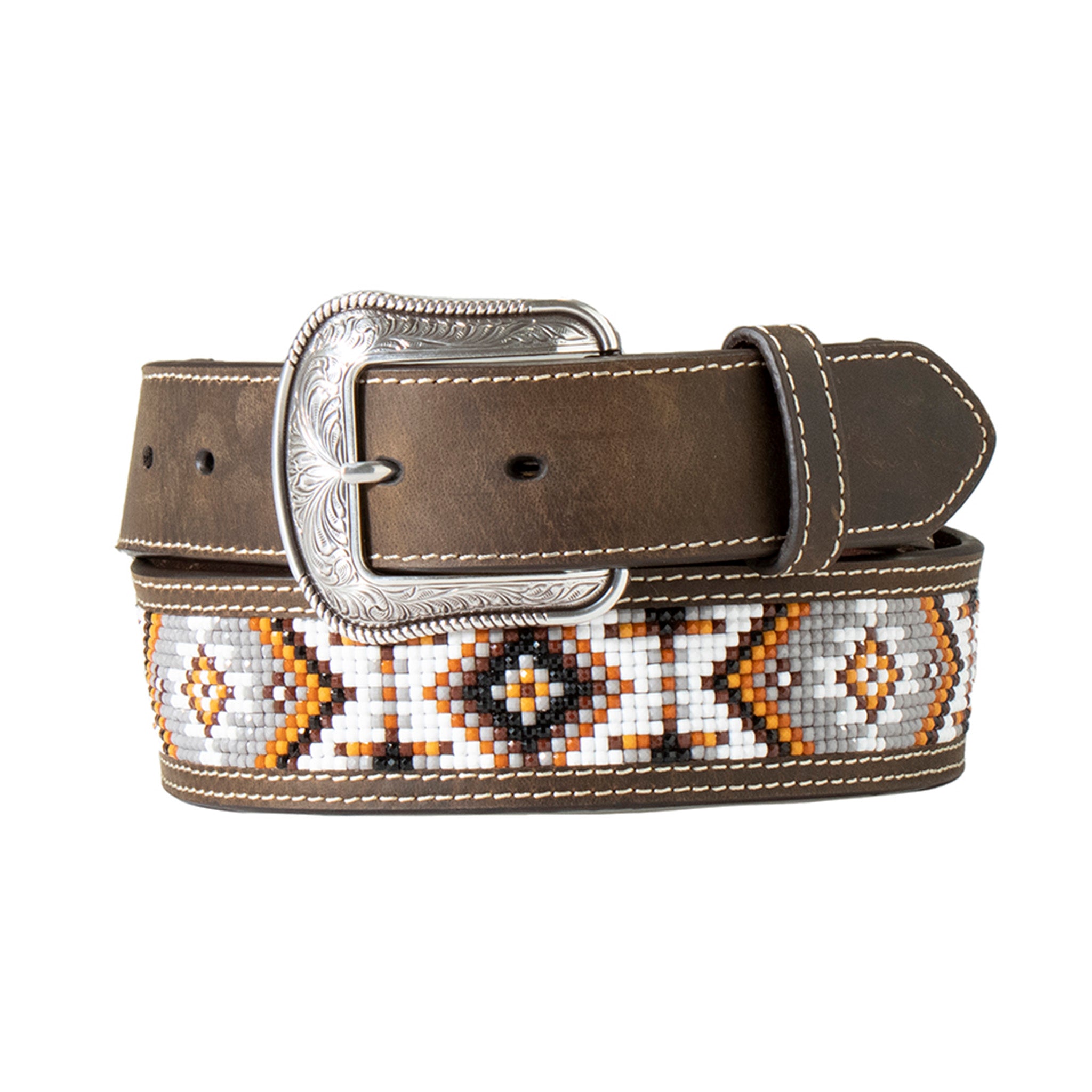 3D Men's Beaded Inlay Belt - Stylish Western Cowboy Leather Belt for Men | Fashion Accessory for Jeans, Casual & Western Outfits