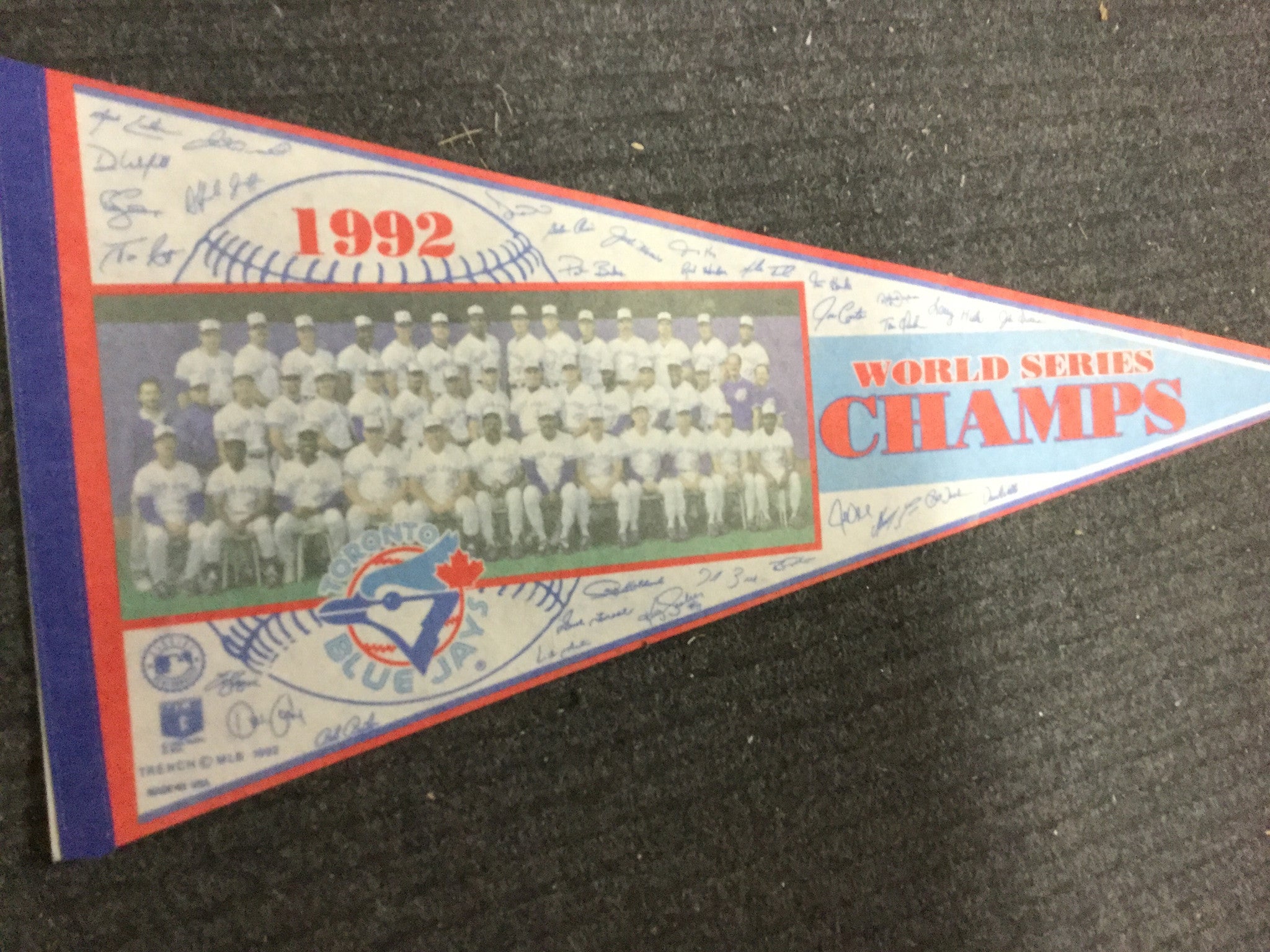 1992 Toronto Blue Jays World Champions Baseball Pennant - Vintage MLB Memorabilia for Fans & Collectors - Perfect for Man Cave, Sports Room Decor, and Game Day Displays