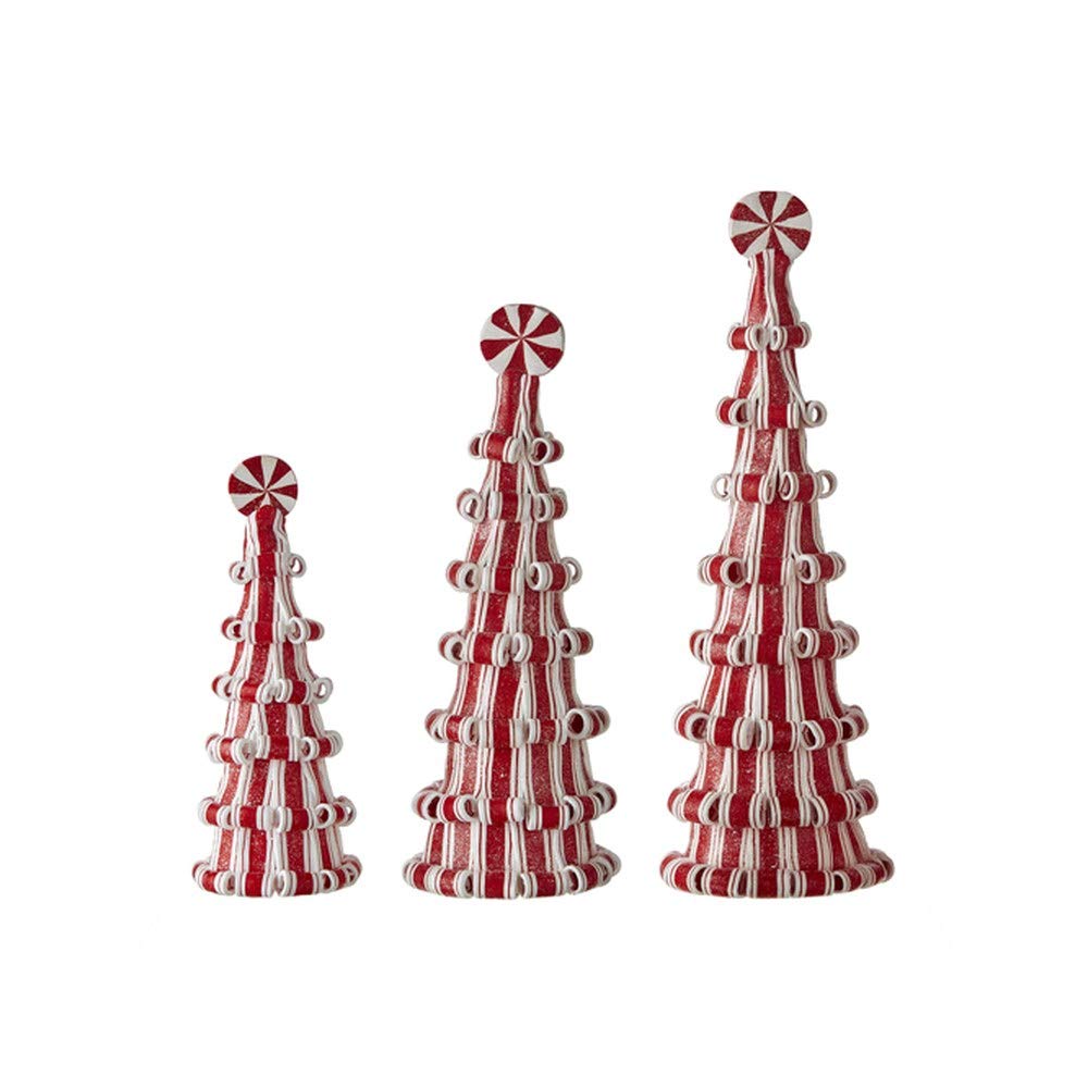 RAZ Imports 2021 Peppermint Parlor 13-inch Peppermint Candy Tree Set of 3 - Christmas Holiday Home Decor, Party Centerpiece, Festive Tabletop Display