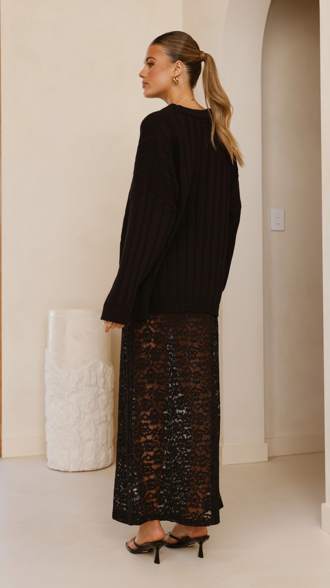 Harlene Black Lace Maxi Skirt for Women - Elegant Long Flowy Skirt for Party, Wedding & Special Occasions