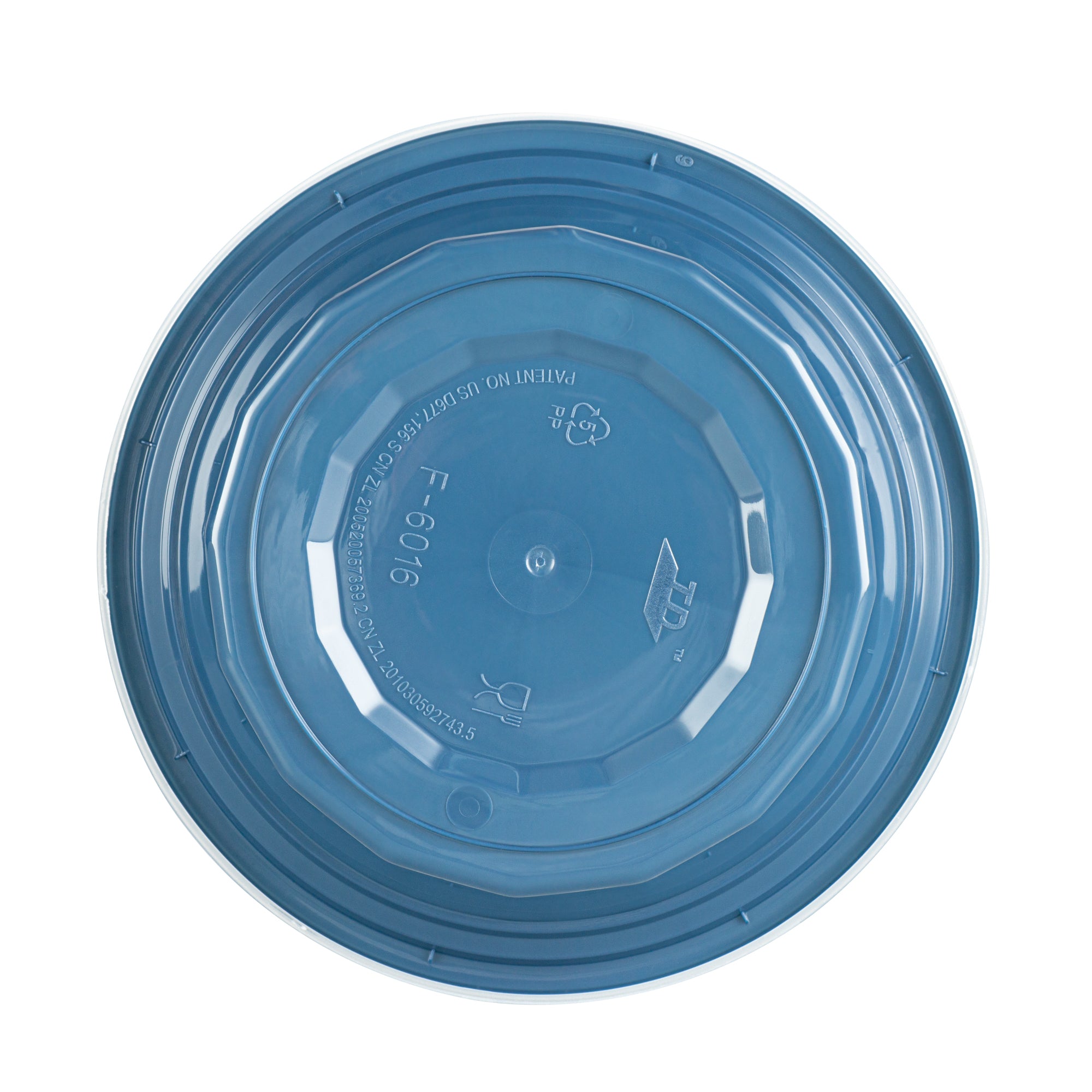 16 oz Midnight Blue Round Plastic Takeout Containers with Clear Lids - Microwave Safe (6.25
