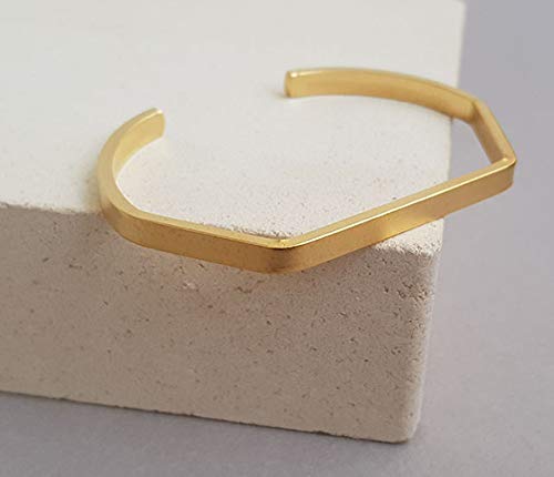 14K Gold Cuff Bracelet for Women - Elegant Dainty Open Bangle Bracelet - Perfect Girlfriend Gift for Anniversary, Birthday & Valentine's Day - Ideal for Date Nights, Parties & Special Occasions