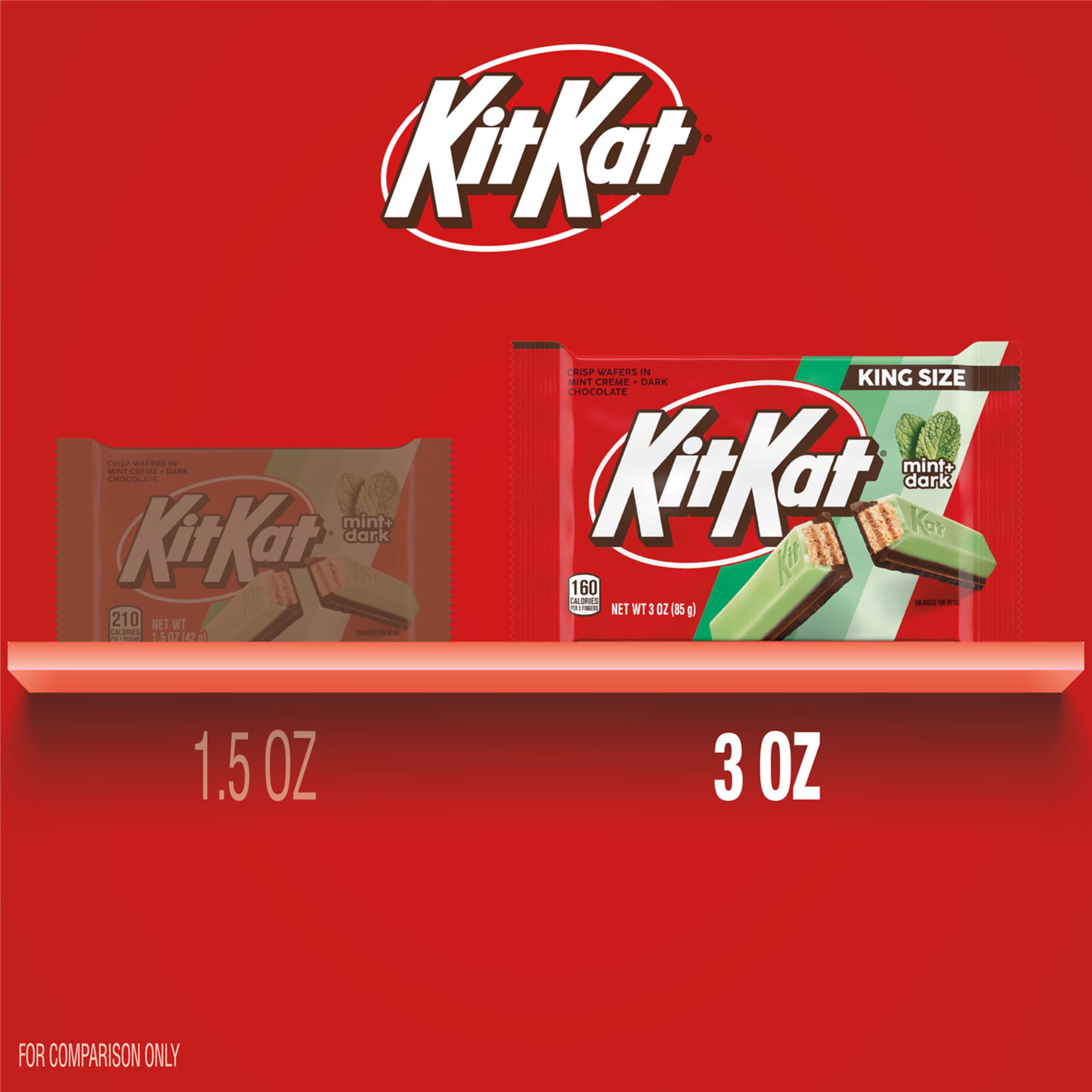 KIT KAT DUOS Dark Chocolate Mint Wafer Candy Bar - King Size 3 oz - Perfect for Snacking, Gifts & Dessert Lovers