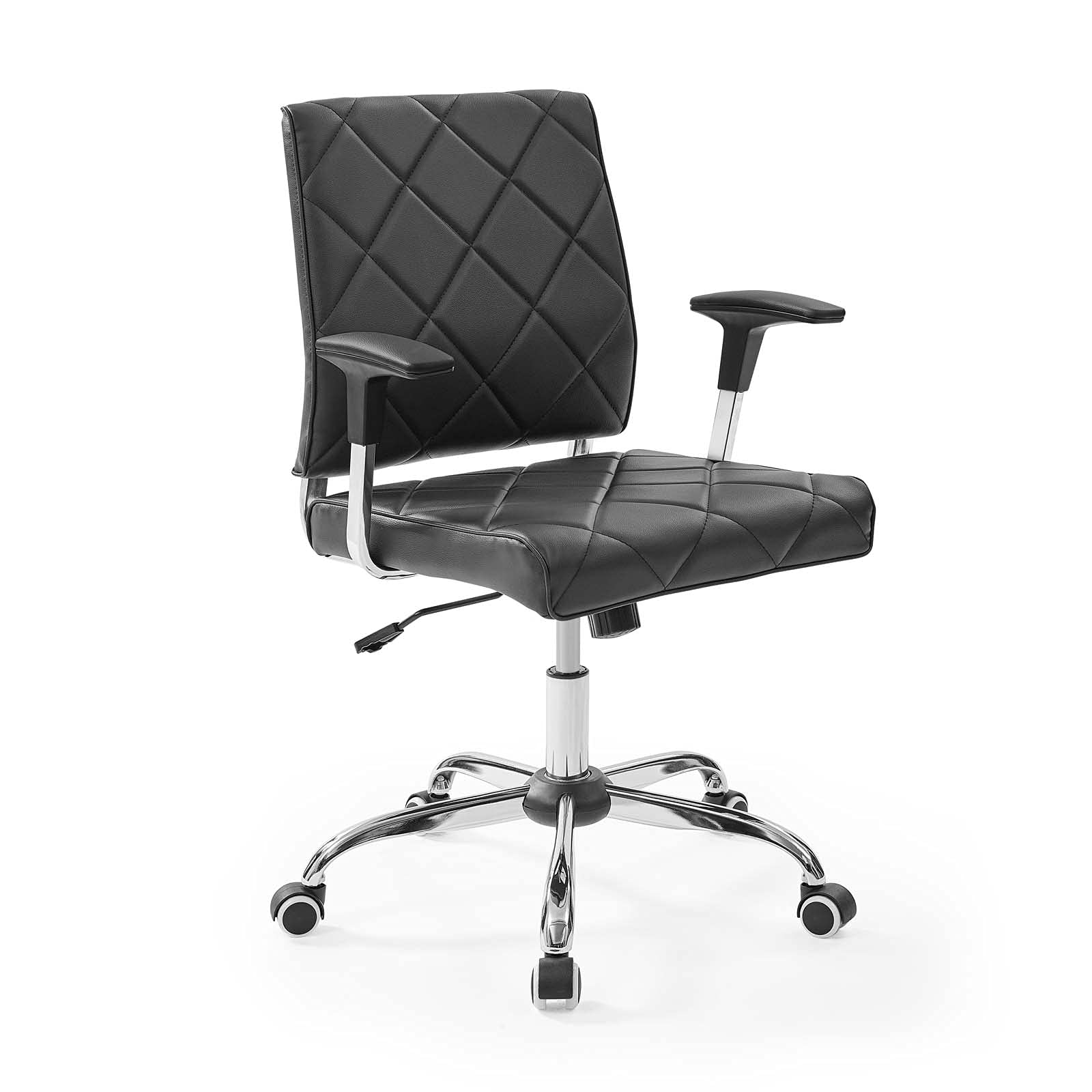 Modway Lattice Modern Faux Leather Mid Back Office Chair - Ergonomic Computer Desk Chair with Lumbar Support, Black - Perfect for Home Office, Gaming & Workspace