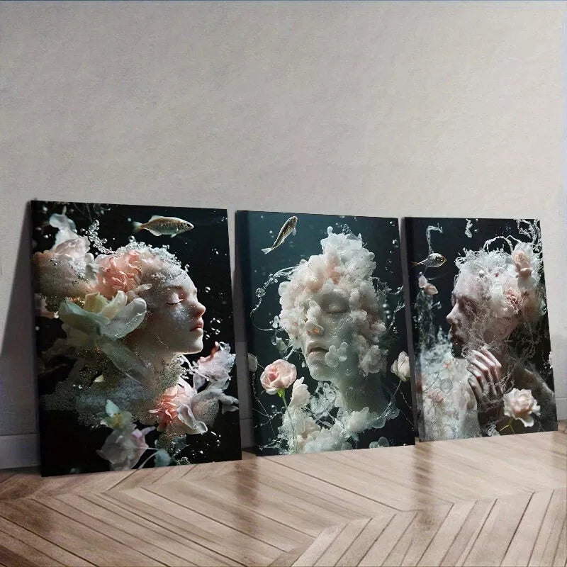 3-Piece Ethereal Figures Canvas Nature Wall Art Set - Framed 40x60cm High Quality Print - 100% Australian Made - Ready to Hang - Perfect for Living Room, Bedroom & Office Decor