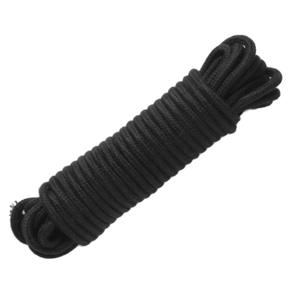 32 Foot Black Cotton Bondage Rope for Shibari, BDSM & Sensual Play - Soft & Durable Restraint Rope for Adults