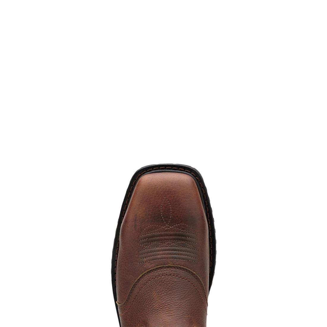 RigTek Composite Toe Waterproof Work Boots for Men - Wide Square Toe Safety Shoes, Oiled Brown Leather - Ideal for Construction, Landscaping & Outdoor Work