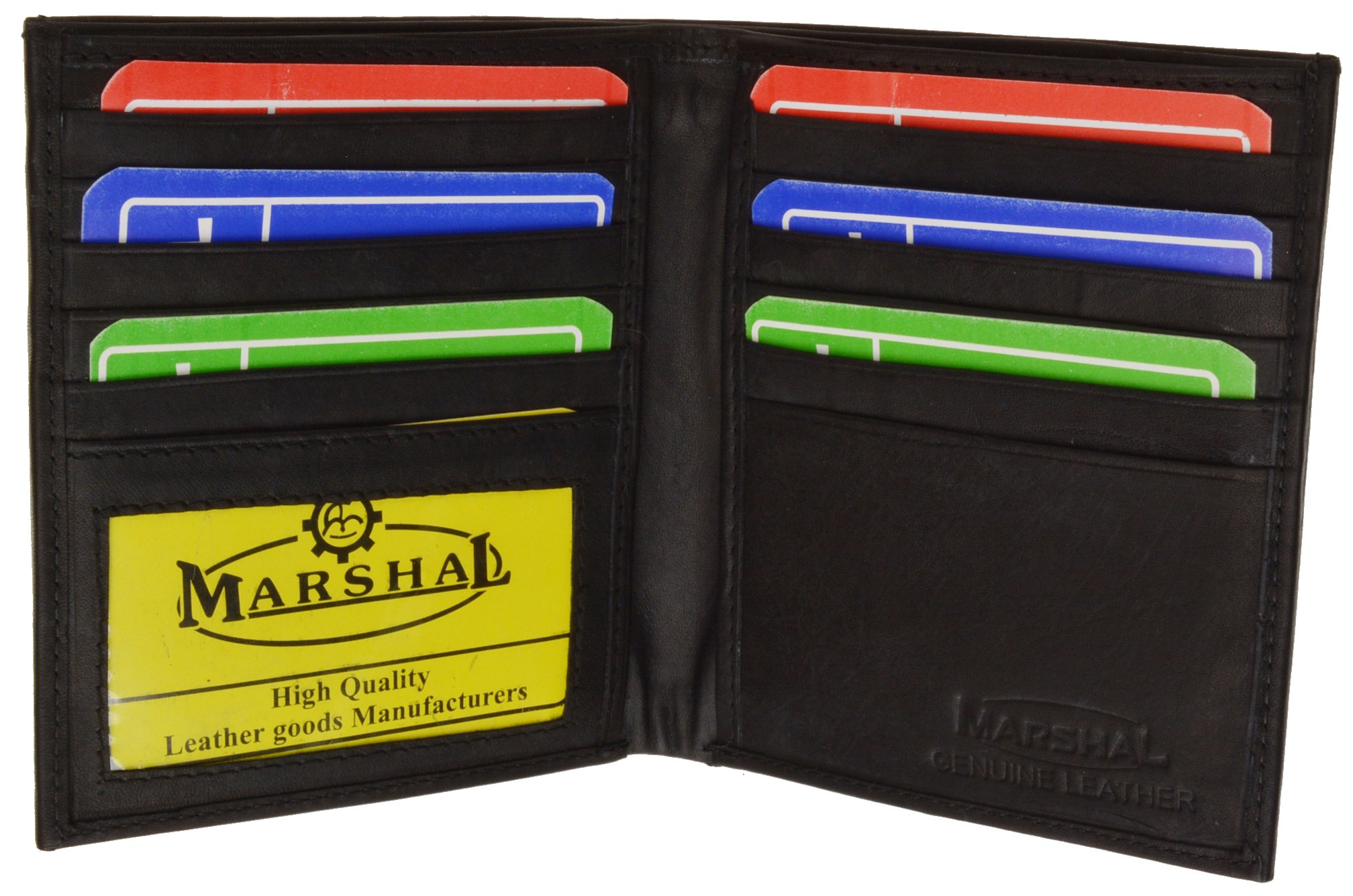 MARSHAL Genuine Leather Wallet for Men - Slim RFID Blocking Bifold with ID Window & Card Holder #2502 | Perfect for Everyday Carry, Travel & Business Use