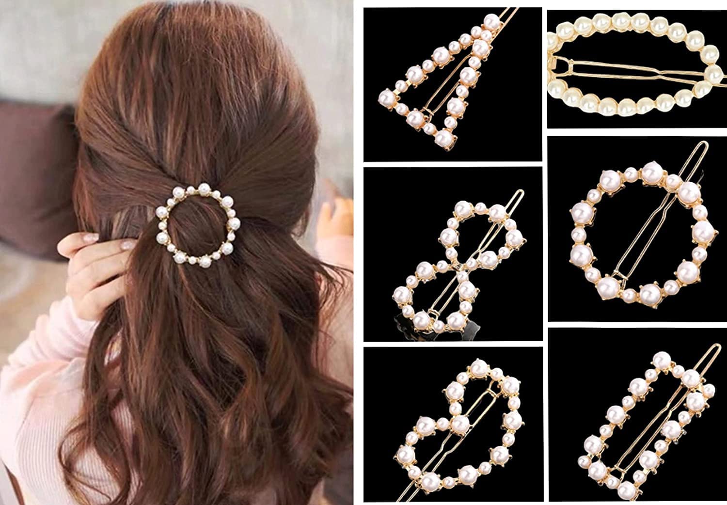 Stylish Metal Pearl Hair Clips for Women & Girls - Medium Size Hair Accessories - Perfect for Parties, Weddings & Everyday Wear
