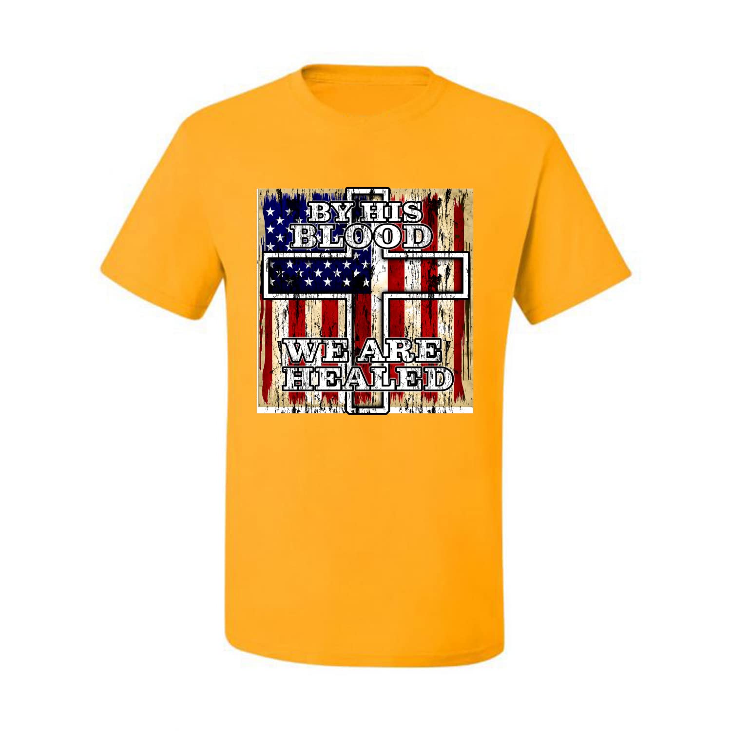 Christian Men's Graphic T-Shirt - By His Blood We Are Healed - Church & Worship Wear
