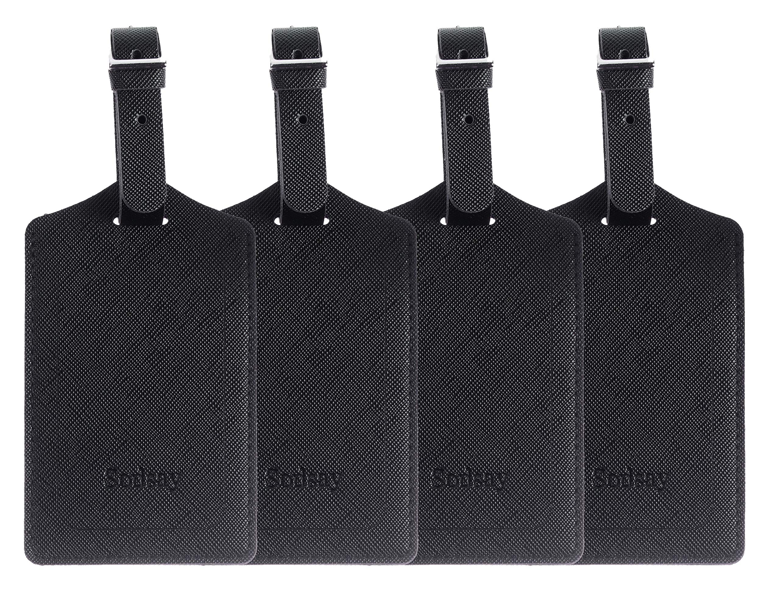 Premium Leather Luggage Tags Set of 4 - Personalized Travel Bag Tags with Metal Loop for Suitcases, Backpacks & Carry-Ons | Ideal for Business Trips, Vacations & Gift Giving