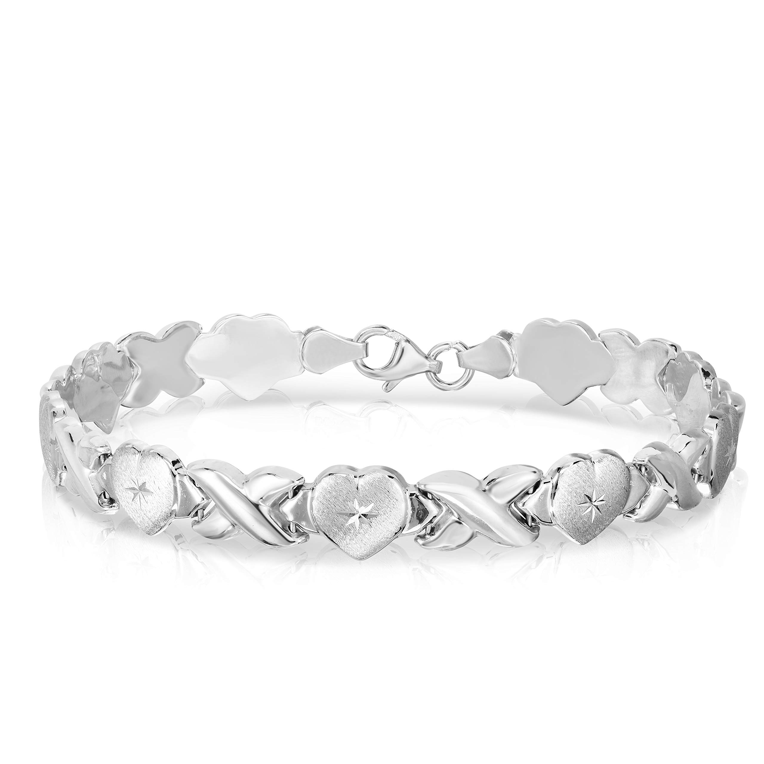 10K Gold XOXO & Heart Chain Bracelet for Women - Dainty & Elegant Jewelry Gift for Her - Perfect for Valentine's Day, Anniversary & Everyday Wear
