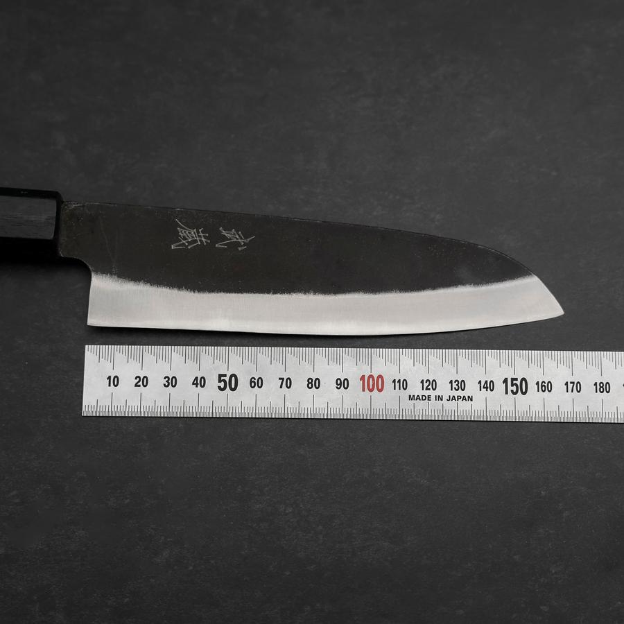 Premium Santoku Knife - Blue Steel #2 Kurouchi Finish with Dark Blue Urushi Handle - 165mm Japanese Chef Knife for Slicing, Dicing & Chopping Vegetables, Meat & Fish - Perfect for Home Cooks & Professional Chefs