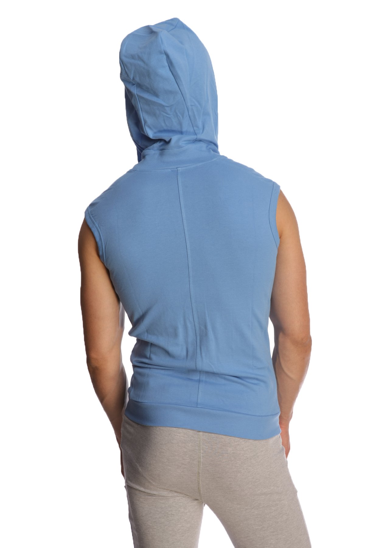 4th Men's Sleeveless Hoodie - Modal French Terry Workout & Yoga Top - Made in USA - Stretch Fit European Style - Perfect for Gym, Yoga & Beach Resorts