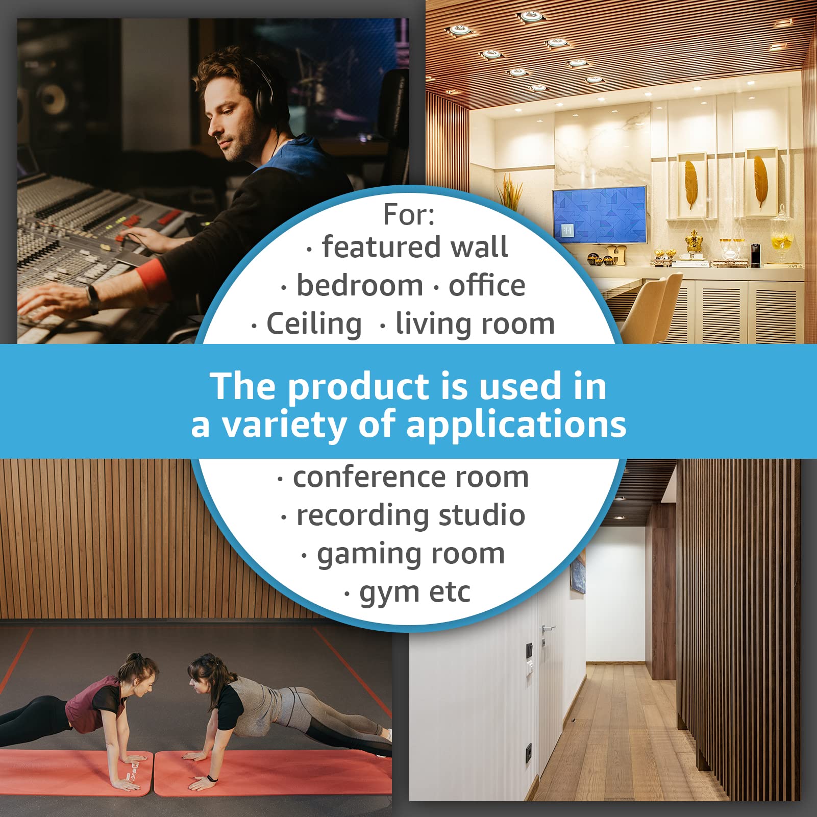 Art3d 2-Pack Wood Slat Acoustic Panels for Wall & Ceiling - 3D Fluted Sound Absorbing Panels with Natural Walnut Finish - Perfect for Home Theater, Office & Studio Soundproofing