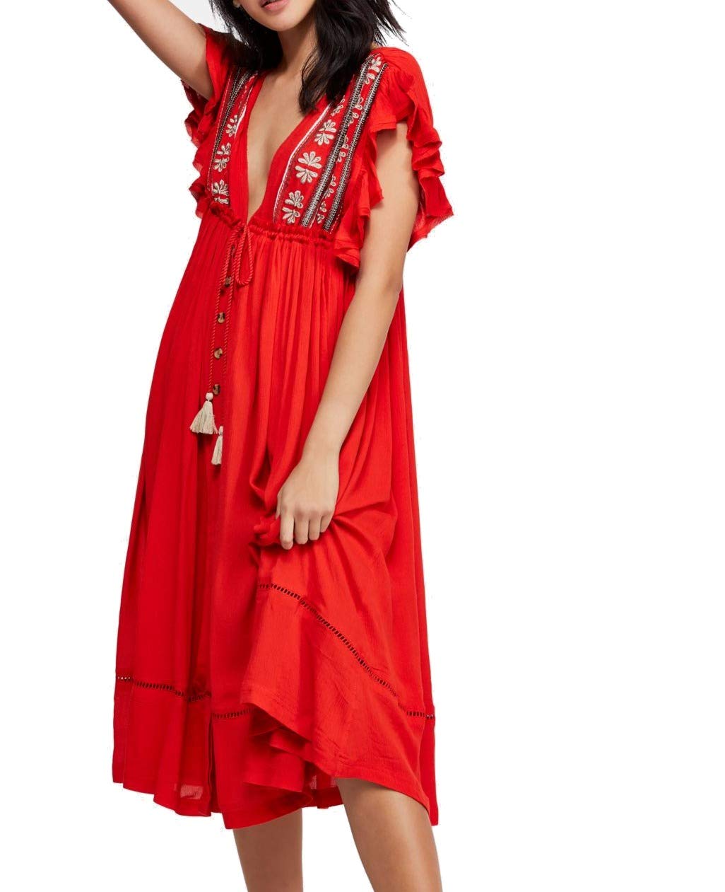 Free People Women's Will Wait for You Boho Floral Maxi Dress - Bohemian Summer Beach Dress for Vacations, Music Festivals & Date Nights
