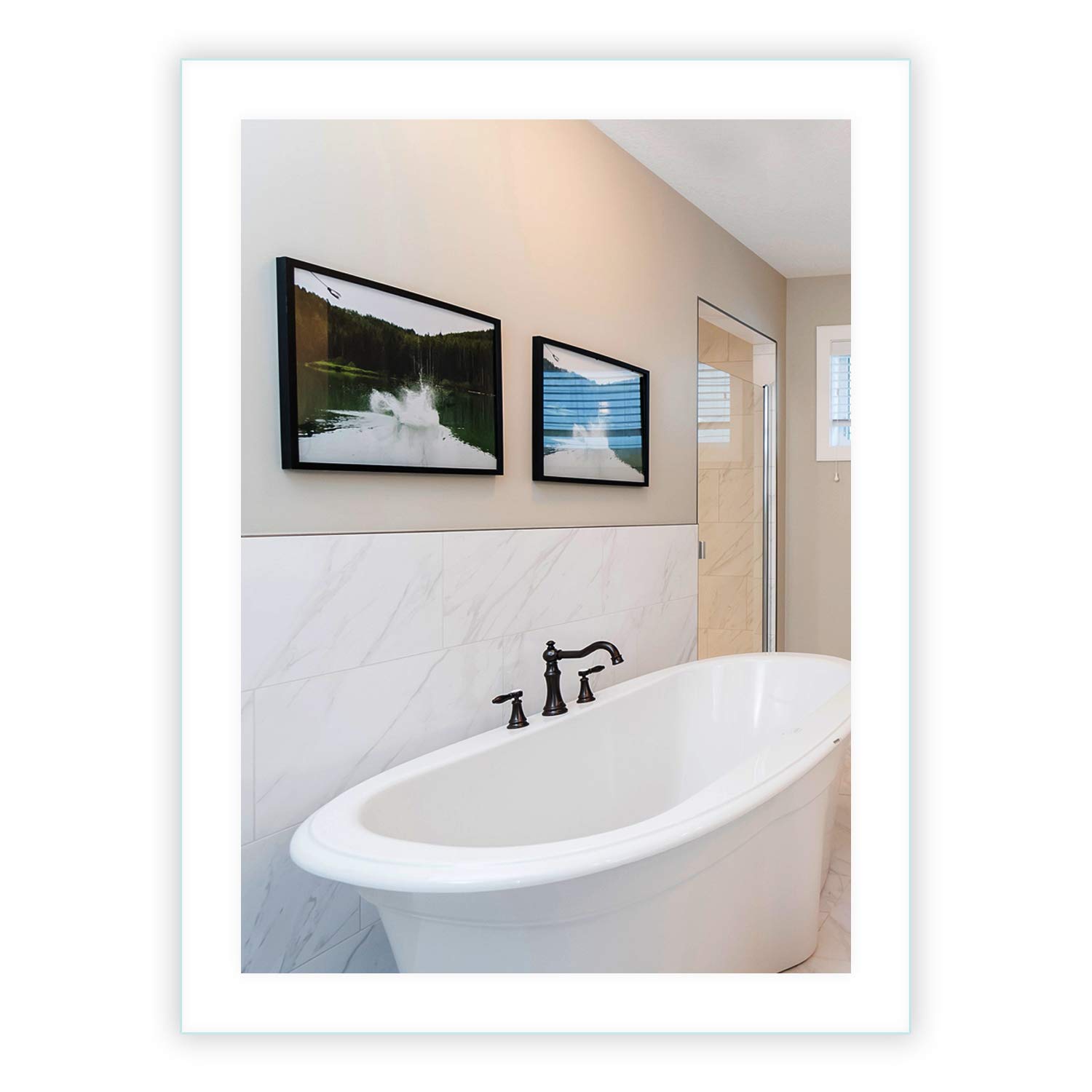 LED Bathroom Mirror with Anti-Fog & Side Lighting - 24x32 Inch Wall-Mounted Vanity Mirror for Modern Bathroom, Bedroom or Shower - Dimmable Backlit Mirror with Marble Frame for Home Decor & Makeup Application