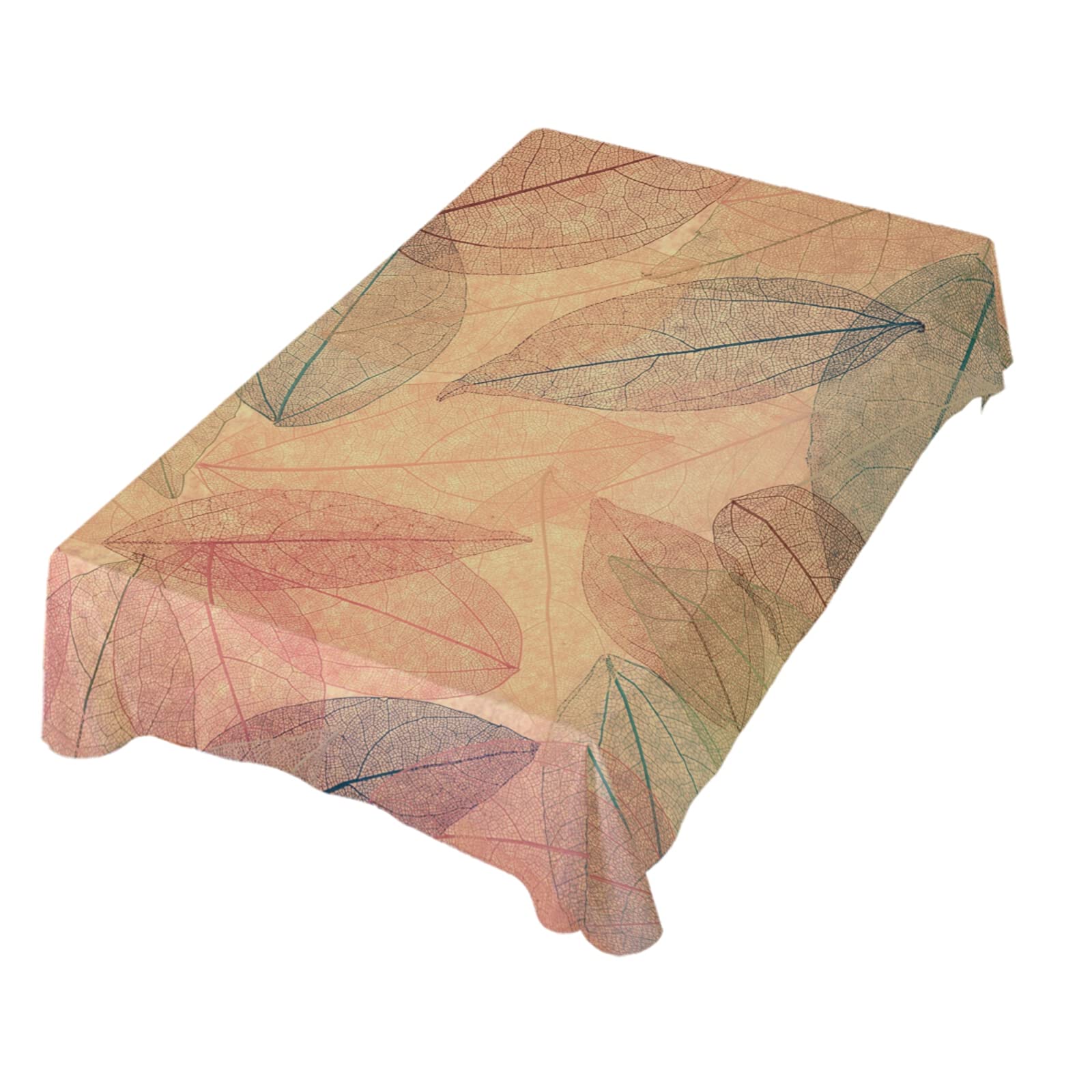 Abstract Autumn Leaves Pattern Square Tablecloth - 54 Inch Polyester Table Cover for Party & Dinner Table Decor - Perfect for Fall Gatherings, Thanksgiving, and Seasonal Home Decor