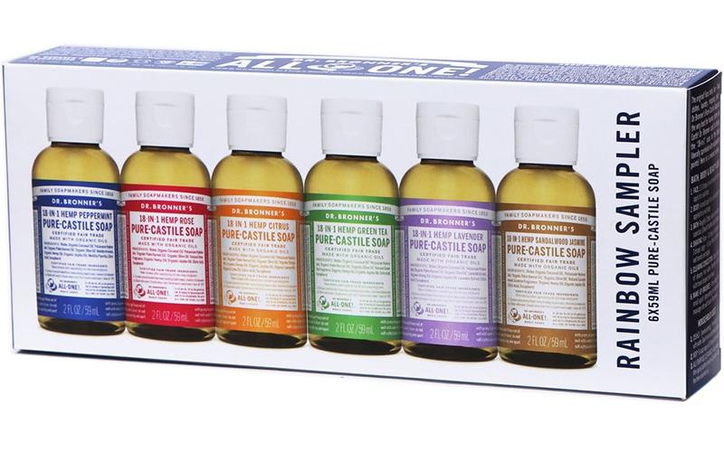 Dr. Bronners Pure Castile Liquid Soap - Organic, Vegan & Cruelty-Free (Rainbow Sampler Pack) | Multi-Use for Body, Hair, Home & Baby Care | Eco-Friendly & Biodegradable