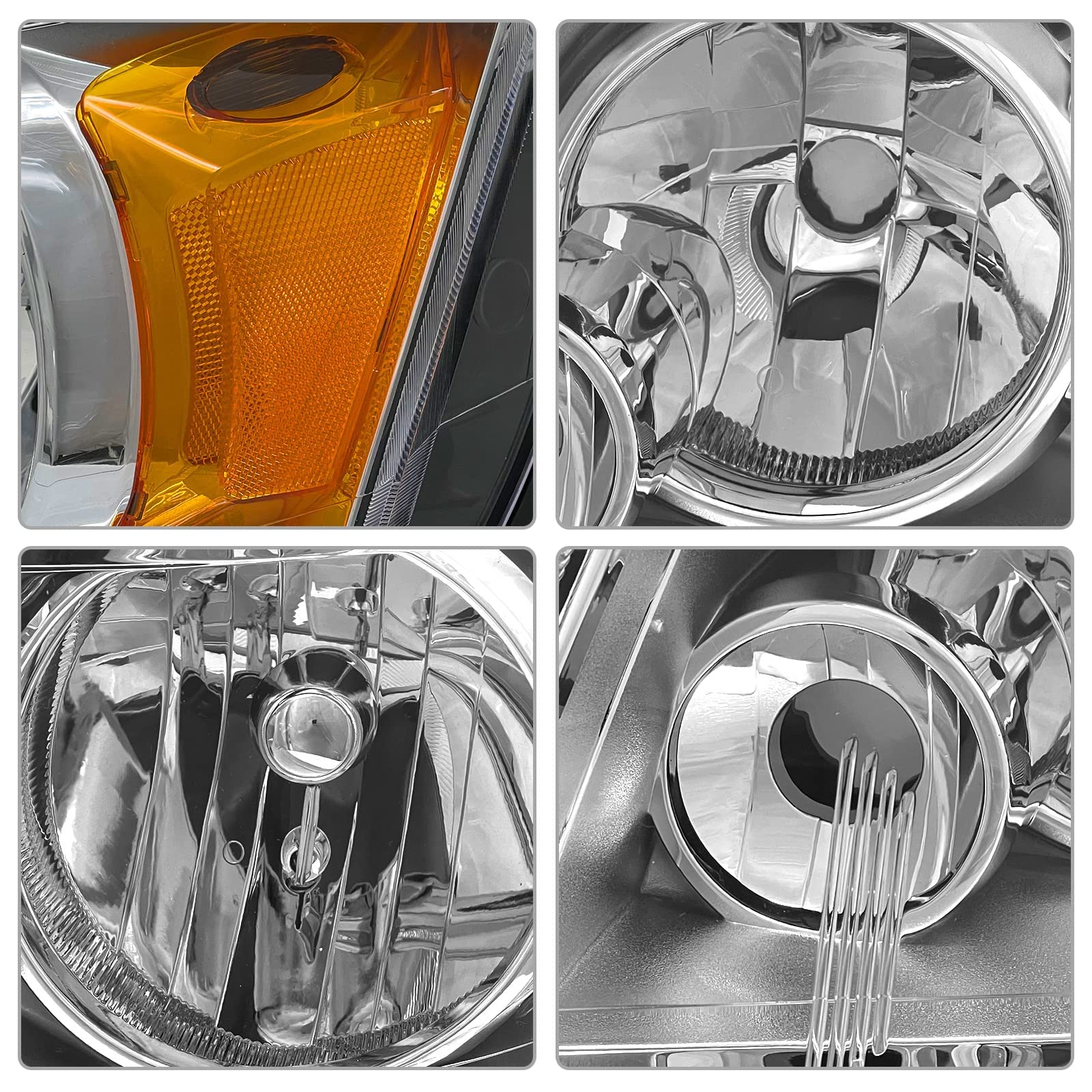Dodge Grand Caravan & Chrysler Town & Country Headlights (2008-2020) - Chrome Housing with Amber Reflector - Driver & Passenger Side - Factory Style Replacement - Perfect for Night Driving & Vehicle Upgrades