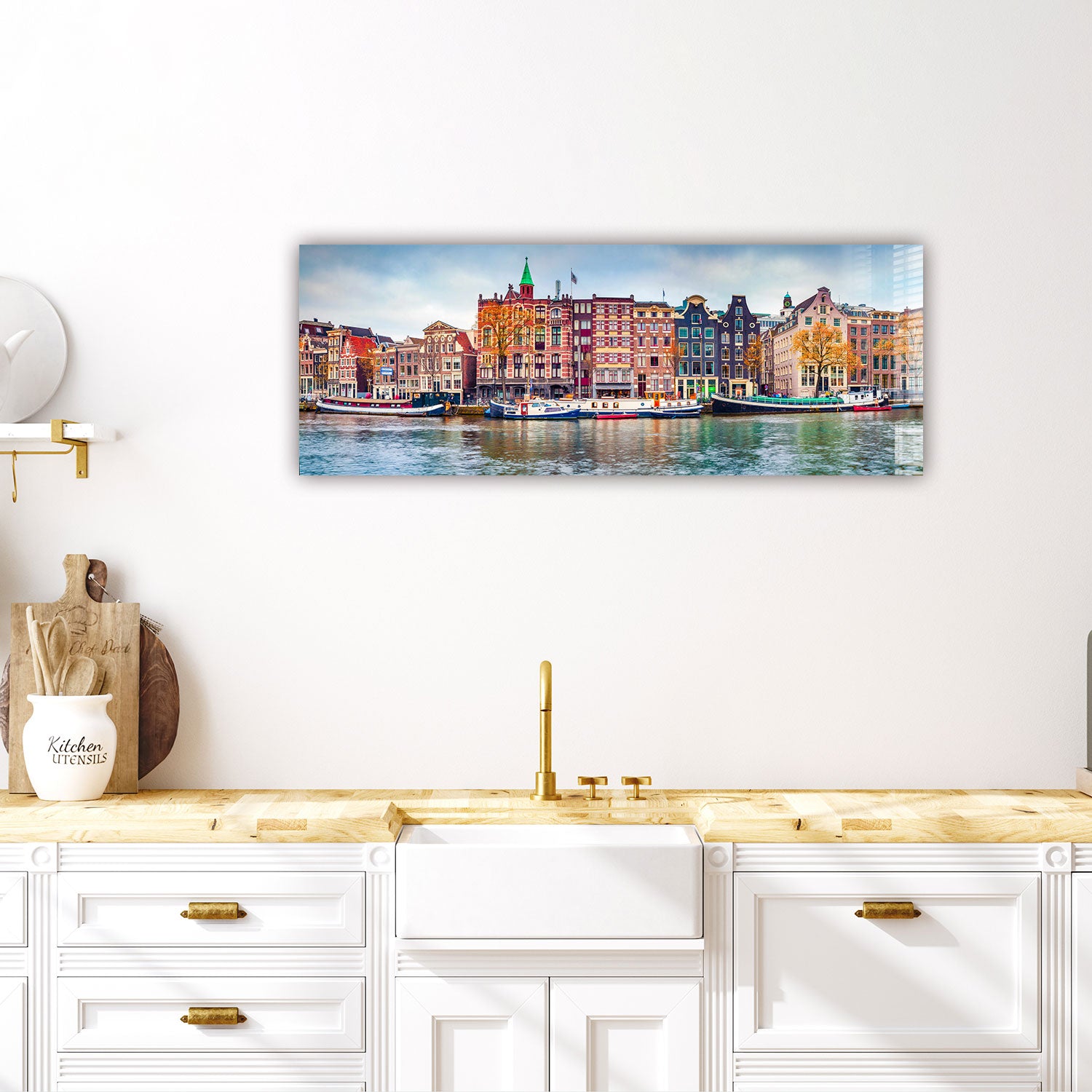 Amsterdam Panoramic Wall Art - Stunning Cityscape Canvas Print for Home & Office Decor - Perfect for Living Room, Bedroom, or Office Wall Display