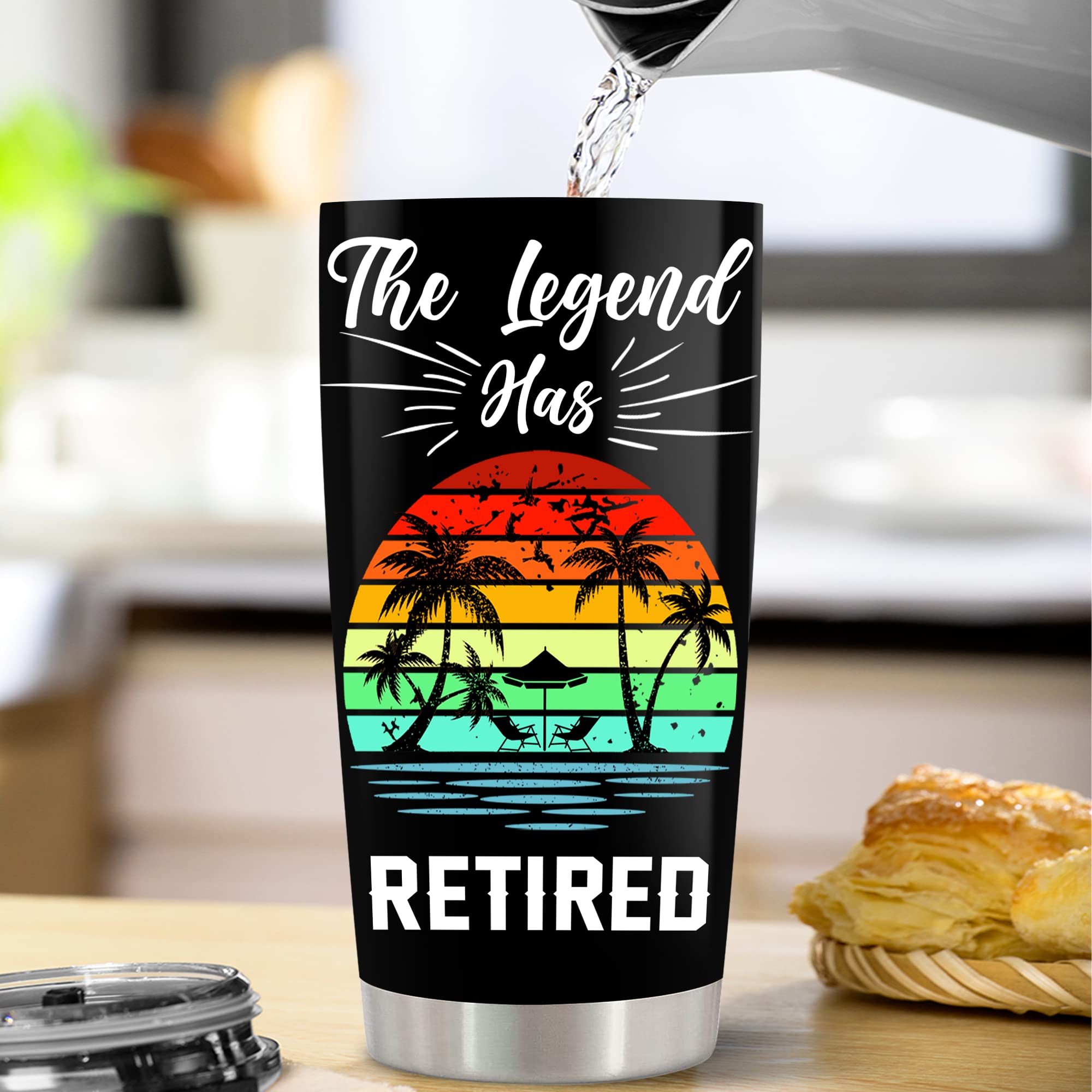 BECHUSKY Retirement Gift Tumbler - The Legend Has Retired - Insulated Travel Mug for Women & Men - Perfect for Grandpa, Grandma, Dad, Mom - Birthday, Christmas, Valentine's Day & Anniversary Present - Great for Office, Home Use & Travel