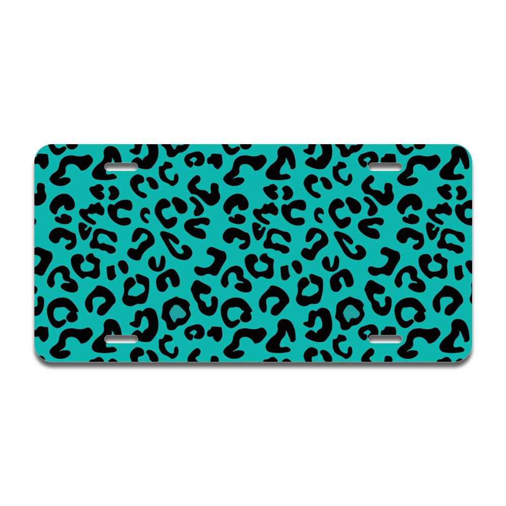 SignMission Teal Leopard Aluminum License Plate - 12