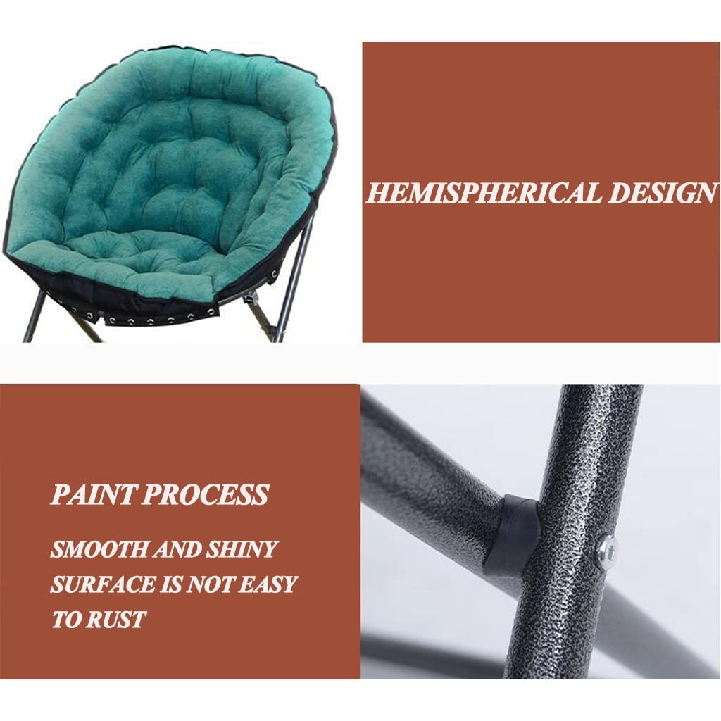 **Foldable Saucer Chair with Soft Cushion & Steel Frame - Portable Moon Lounge Chair for Adults & Kids - Modern Accent Chair for Bedroom, Living Room, or Dorm - Perfect Gift (Green)**    *(Ideal for Relaxing, Reading, or Lounging in Style!)*