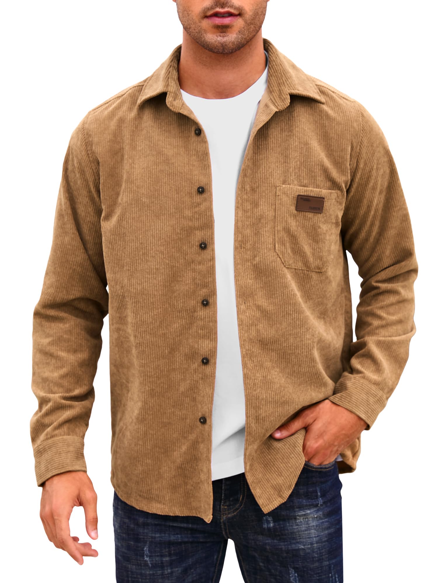 Men's Corduroy Shirt Jacket - Button Down Long Sleeve Work Shirt with Pocket | Casual & Outdoor Wear for Fall & Winter