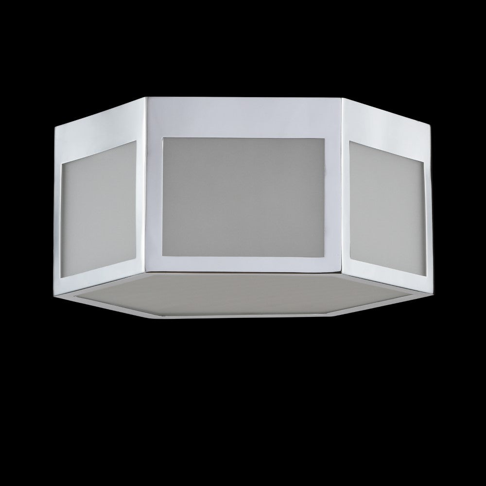 Minimo Hexagon Metal & Frosted Glass LED Flush Mount Ceiling Light - Modern Geometric Fixture for Bedroom, Living Room, Kitchen Lighting
