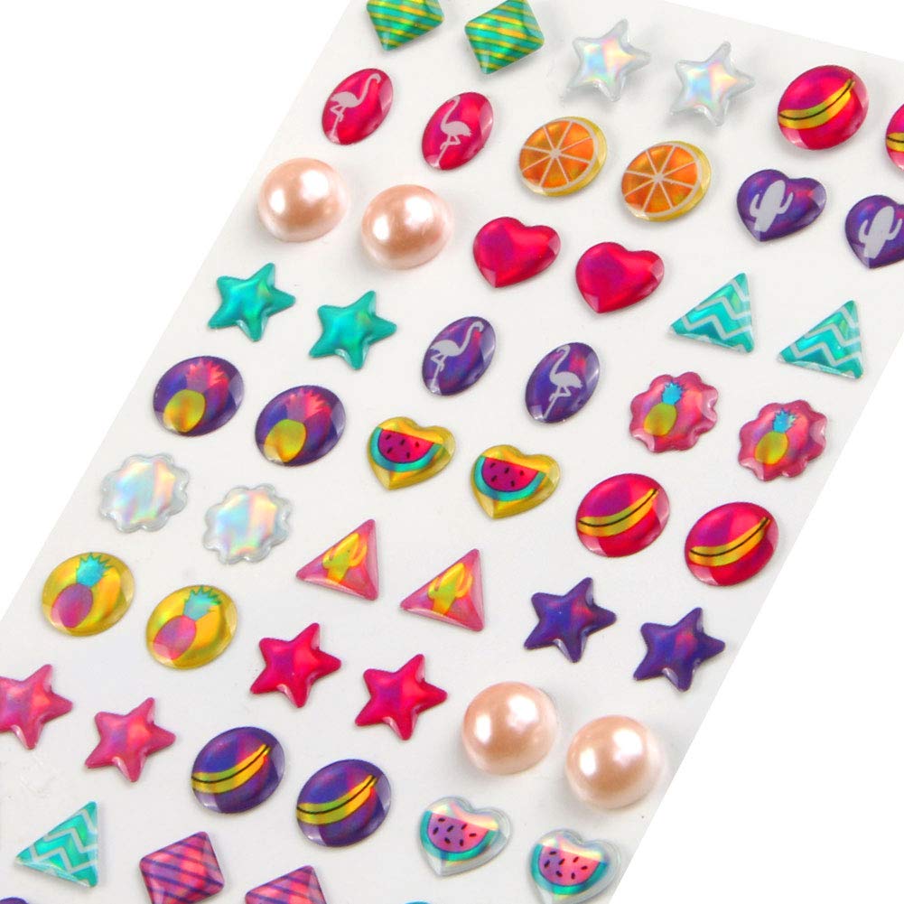 AUGSUN 240-Piece 3D Gem Sticker Earrings for Girls - Self-Adhesive Glitter Crystal Stickers for DIY Crafts, Jewelry Making & Nail Art Decoration | Perfect for Parties, Gifts & Fashion Accessories