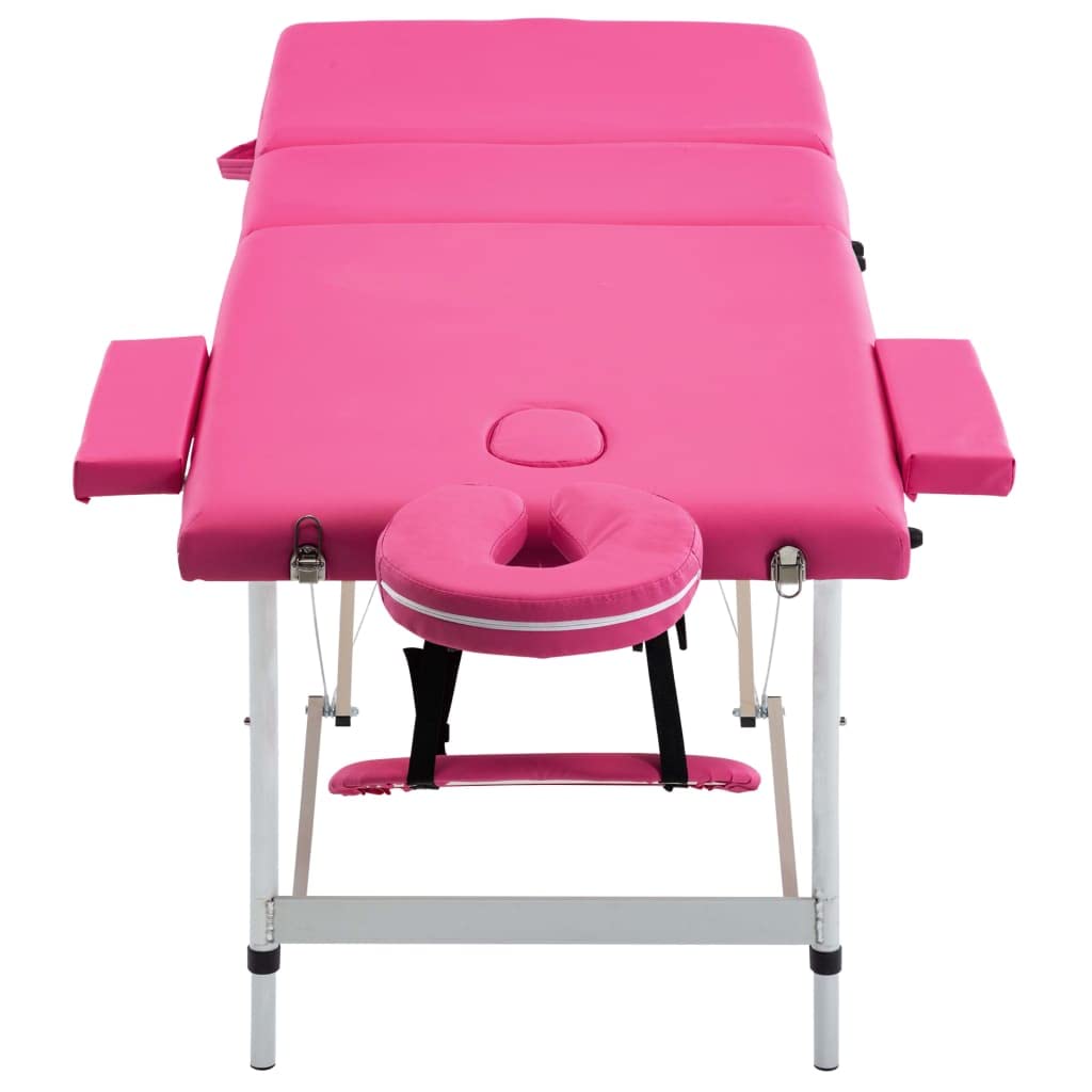 Foldable Massage Table in Pink - Adjustable Portable Therapy Table with Lightweight Aluminum Frame & Soft Faux Leather Cover - Perfect for Spa, Salon, Home Massage & Physical Therapy Sessions