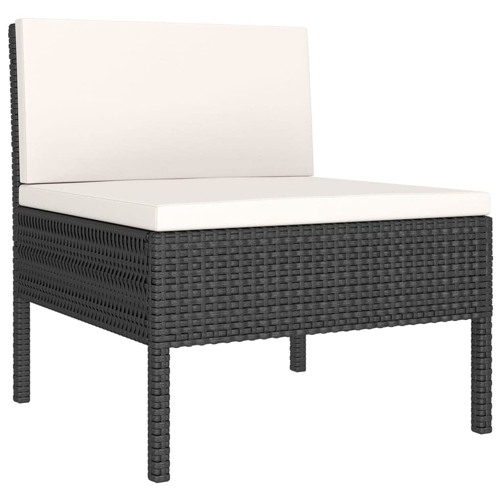 Weather-Resistant Black Poly Rattan Patio Lounge Set with Cushions - Modular Outdoor Furniture for Garden, Patio, Poolside & Backyard Relaxation | Easy-Clean & Durable Design for Entertaining Guests