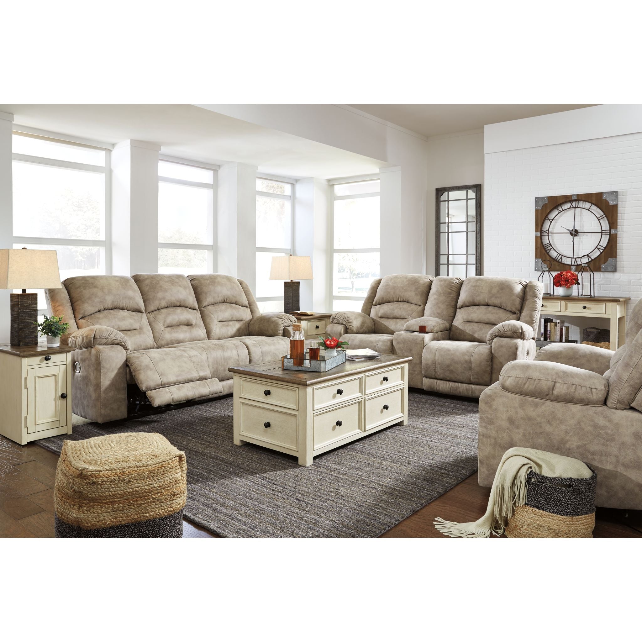 Bolanburg Chairside End Table - Two-Tone Finish for Living Room, Bedroom & Office - Stylish Side Table with Storage Shelf