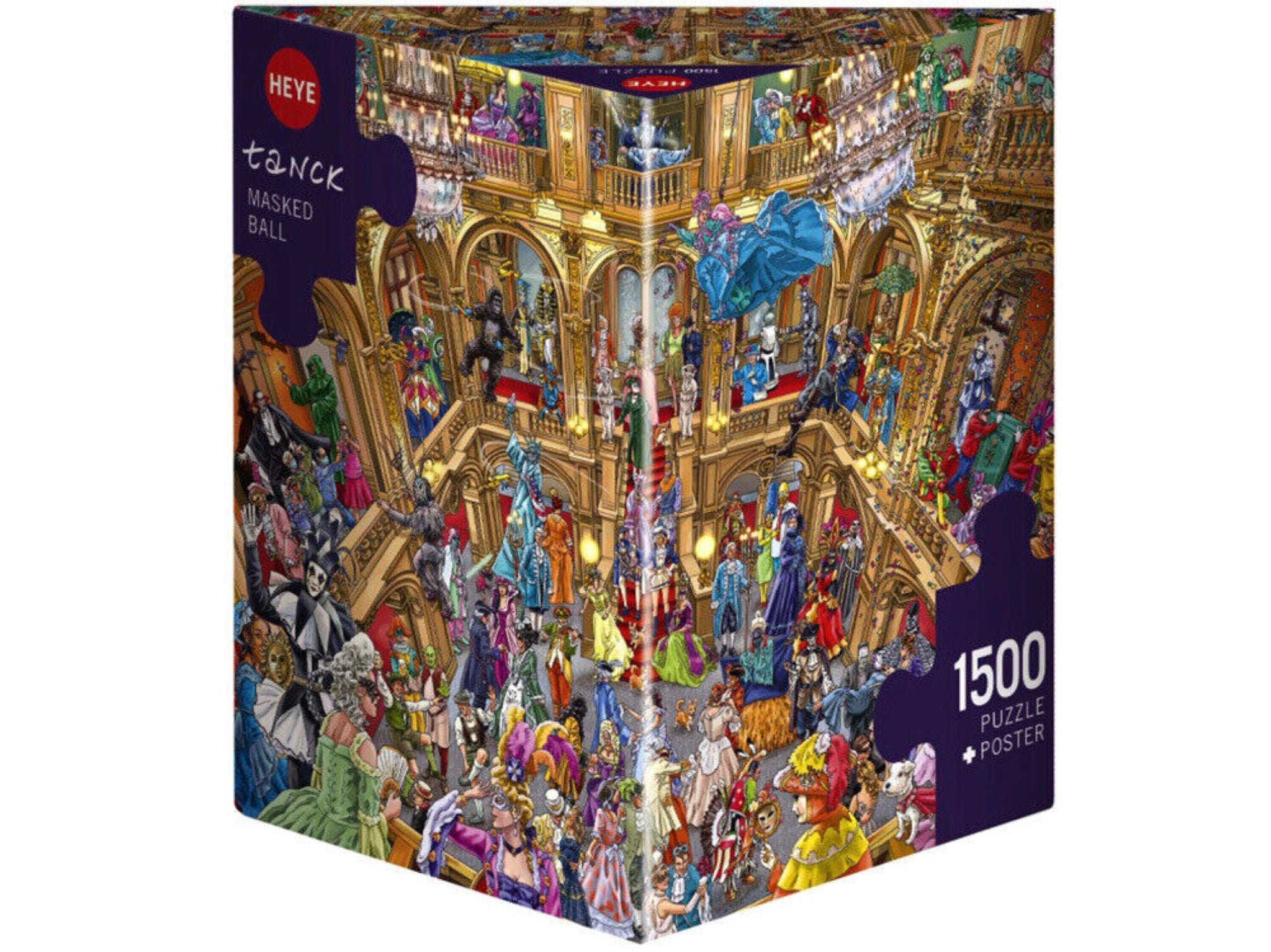 Heye 1500-Piece Triangle Jigsaw Puzzle - Tanck Masked Ball - Challenging Adult Puzzle for Relaxation & Stress Relief - Perfect for Family Game Night & Home Decor