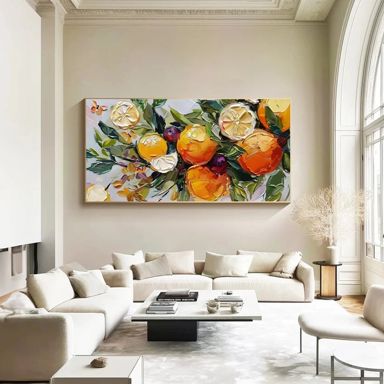 Beautiful Flower and Tree Painting #FT180 - Handmade Canvas Art for Home Decor, Living Room, Bedroom & Office Wall